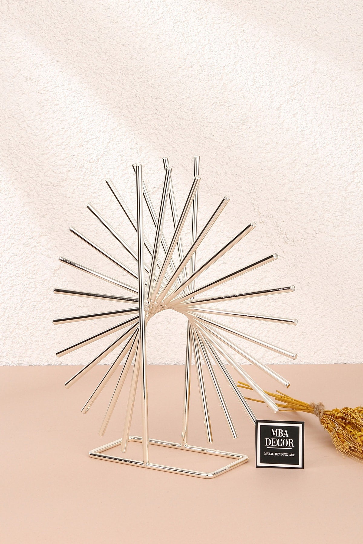 Xanthos Gümüş Modern Ev Dekorasyonu Paslanmaz Dolu Demir Dekoratif Obje Ofis Tasarımı 30 cm