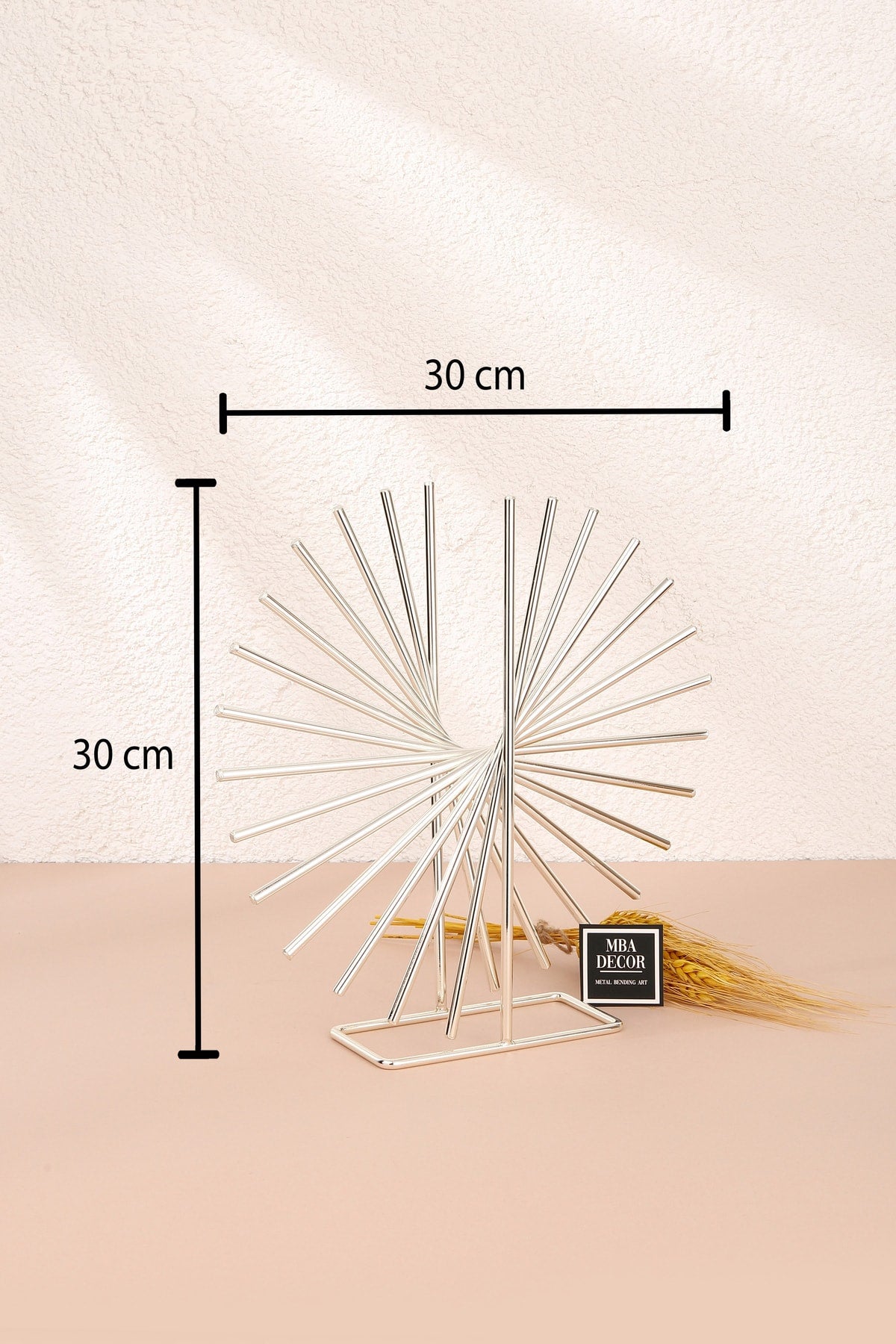 Xanthos Gümüş Modern Ev Dekorasyonu Paslanmaz Dolu Demir Dekoratif Obje Ofis Tasarımı 30 cm