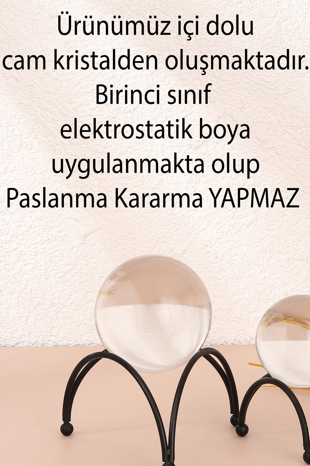 2'li ( ikili ) Siyah Kristal İçi Dolu Cam Küre Paslanmaz Masaüstü Sehpa Ofis Ev Dekorasyon AHTAPOT
