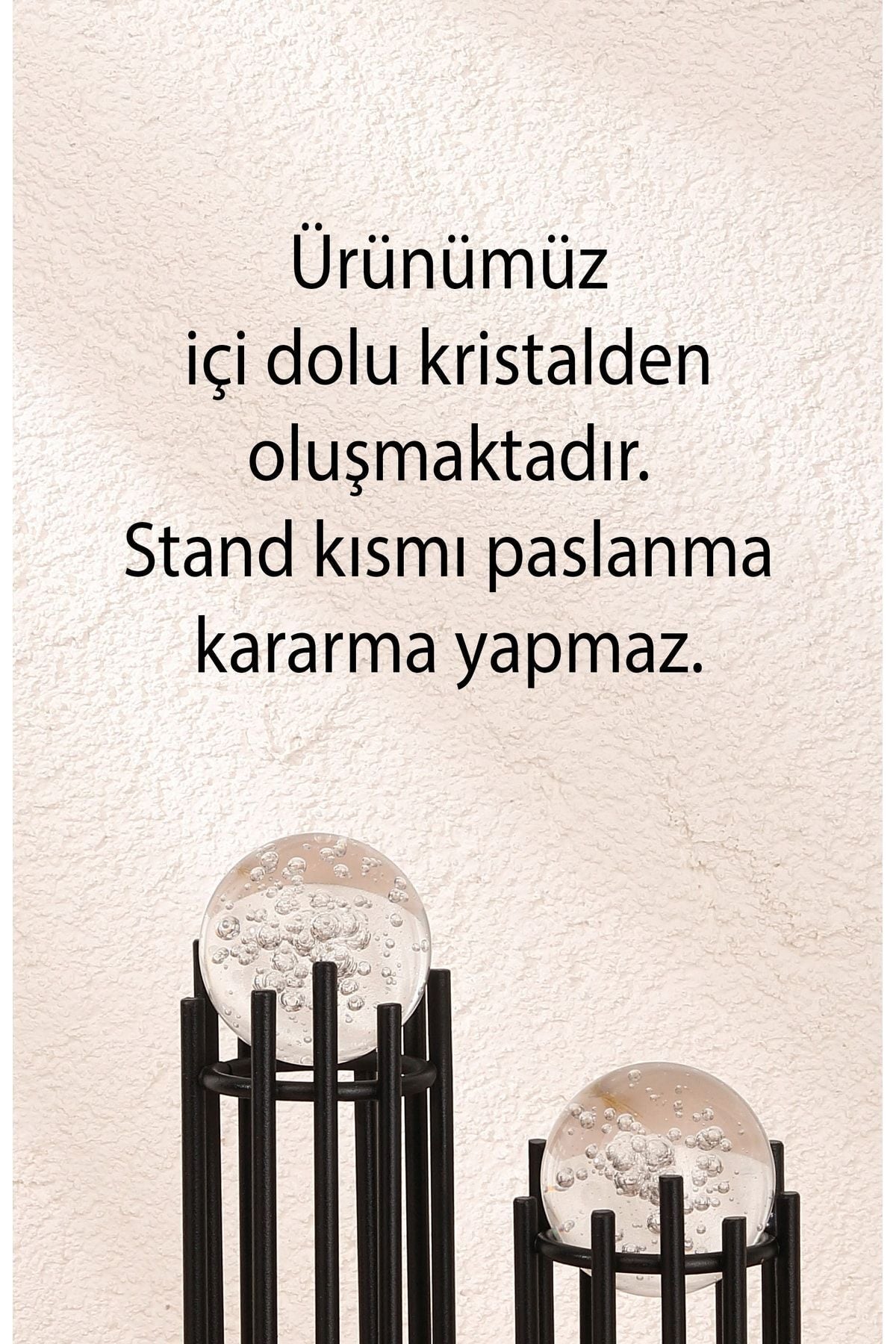 İkili Siyah Dekoratif Obje Dekorasyon Ofis Konsol Zigon Paslanmaz Metal 6 cm KÖPÜKLÜ KRİSTAL