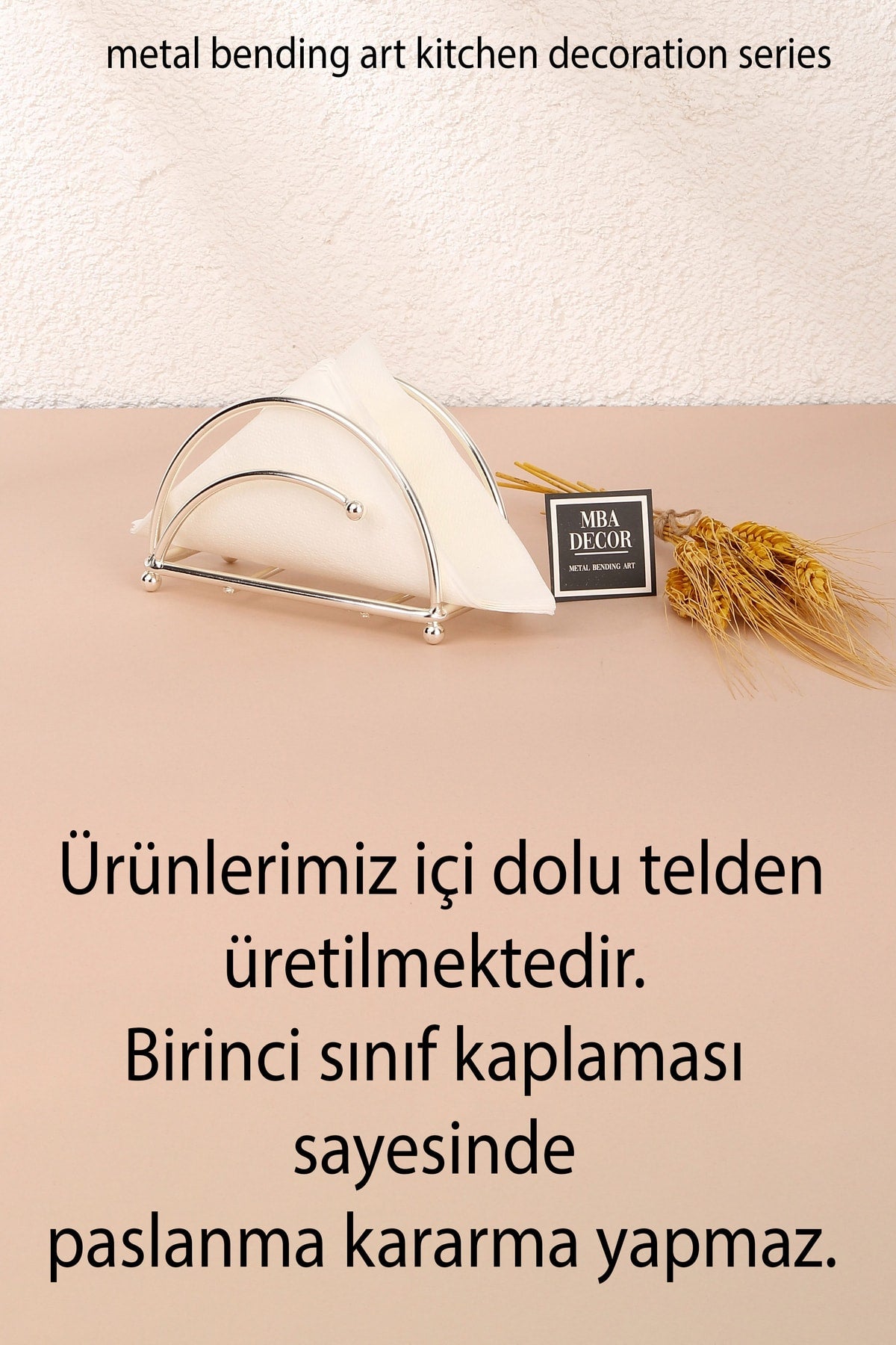 Ahenk Model Gümüş Paslanmaz Dolu Demir Lüks Peçetelik Sunum Mutfak Dekorasyonu Sofra