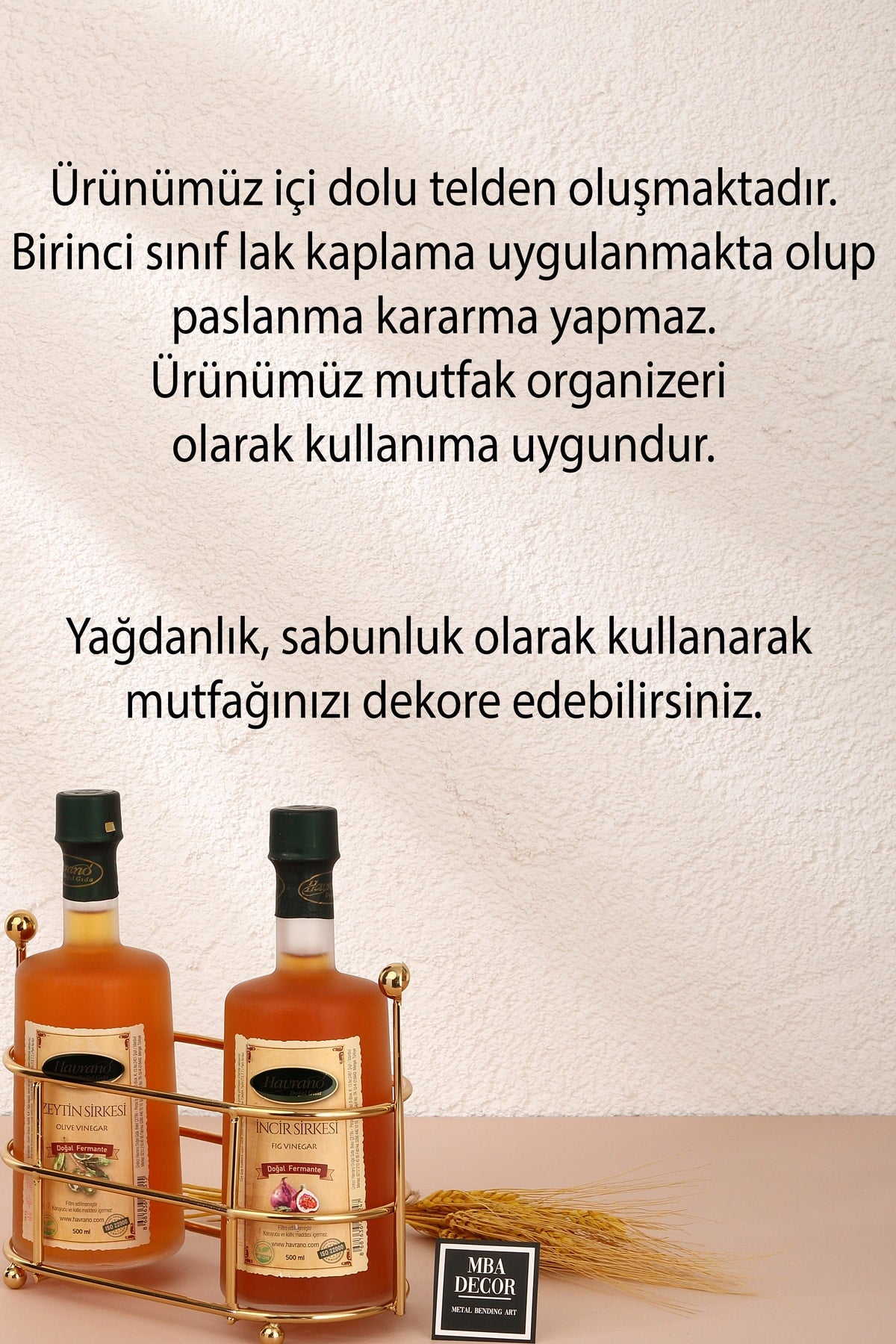 Şişe Yağdanlık Standı Mutfak Organizer Bulaşık Sabun Standı Gold Paslanmaz Kaplama Sofra Dekorasyon