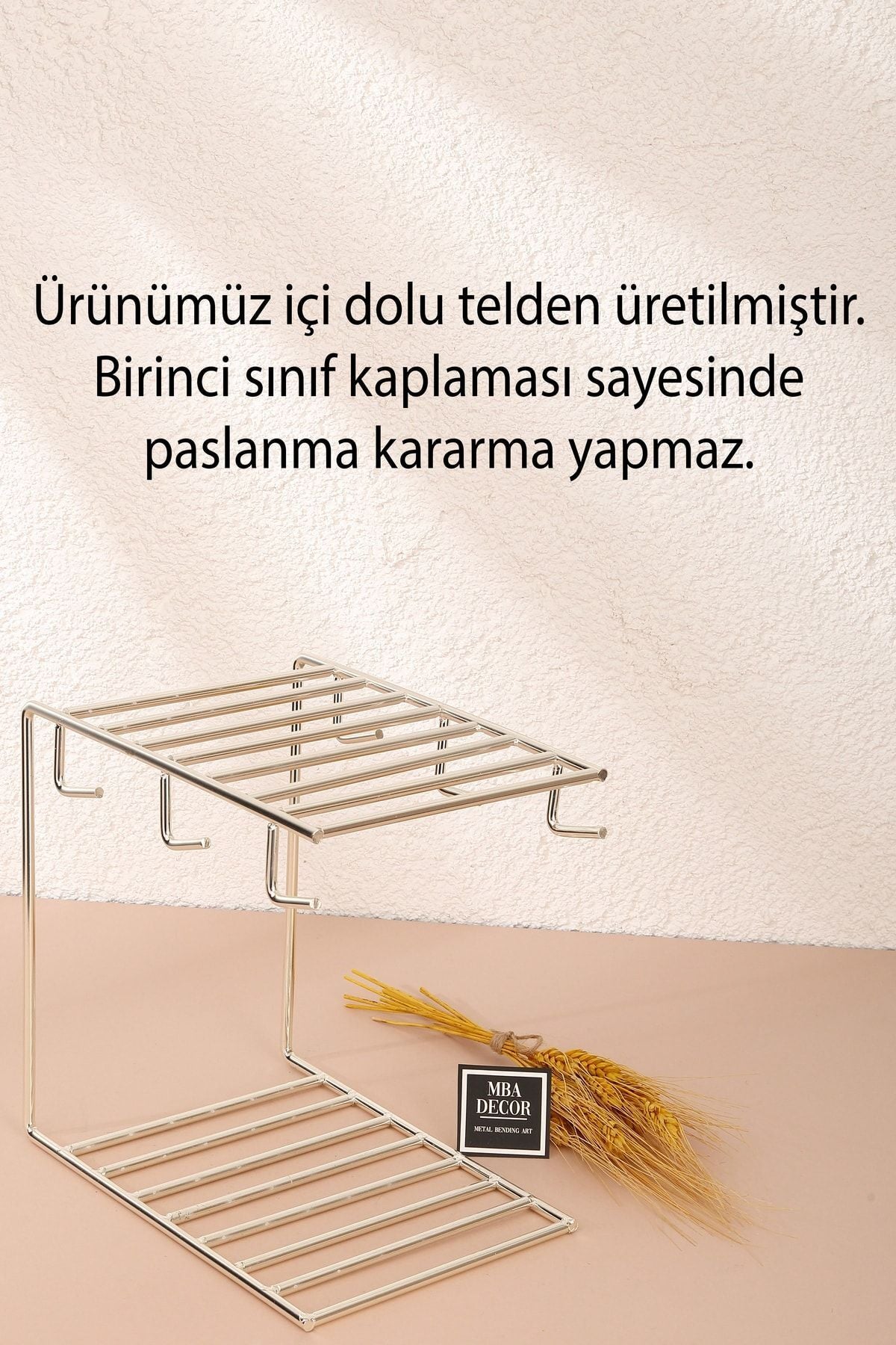 Gümüş Kahve Fincanı Kupa Standı Paslanmaz Kaplama Mutfak Düzenleyici 6 kişilik Organizer