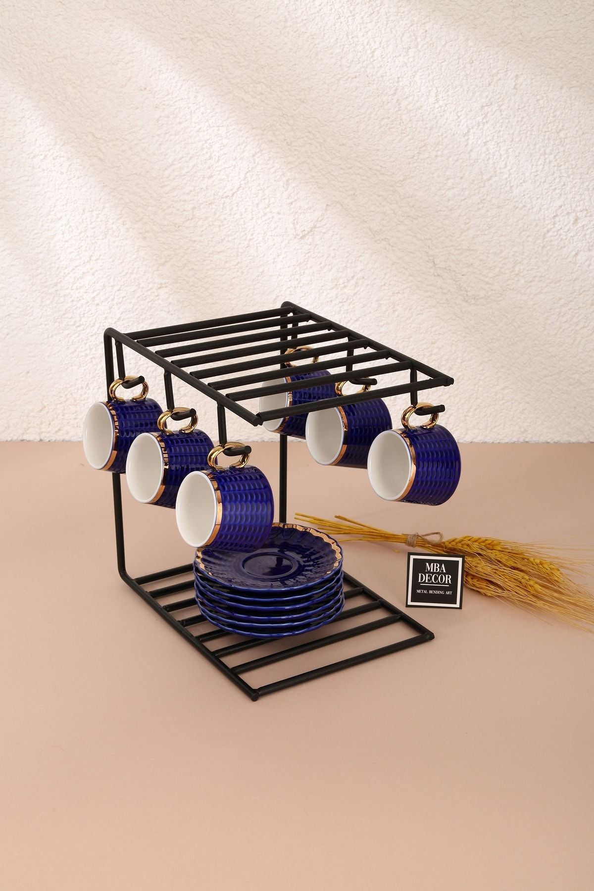 Siyah Kahve Fincanı Kupa Standı Paslanmaz Kaplama Mutfak Düzenleyici 6 kişilik Organizer
