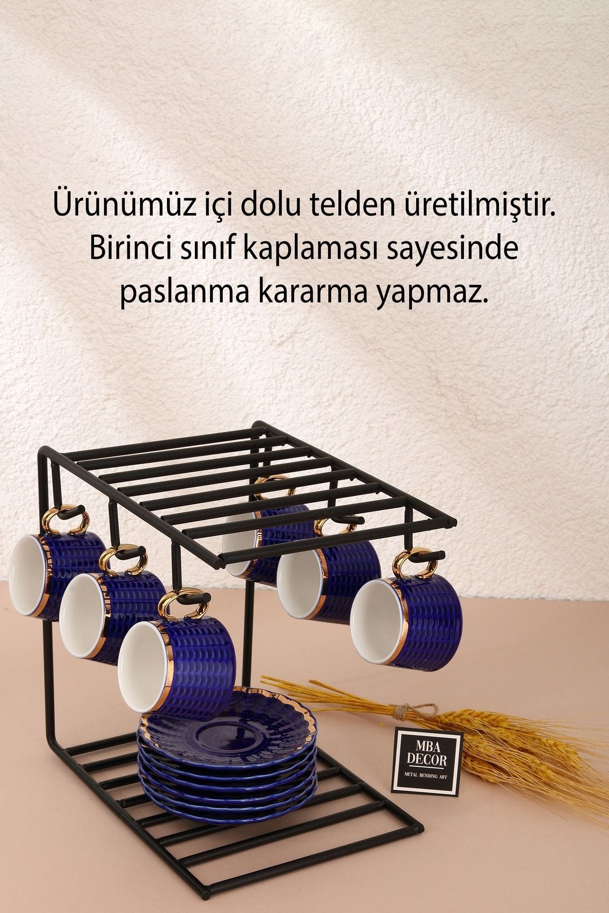 Siyah Kahve Fincanı Kupa Standı Paslanmaz Kaplama Mutfak Düzenleyici 6 kişilik Organizer