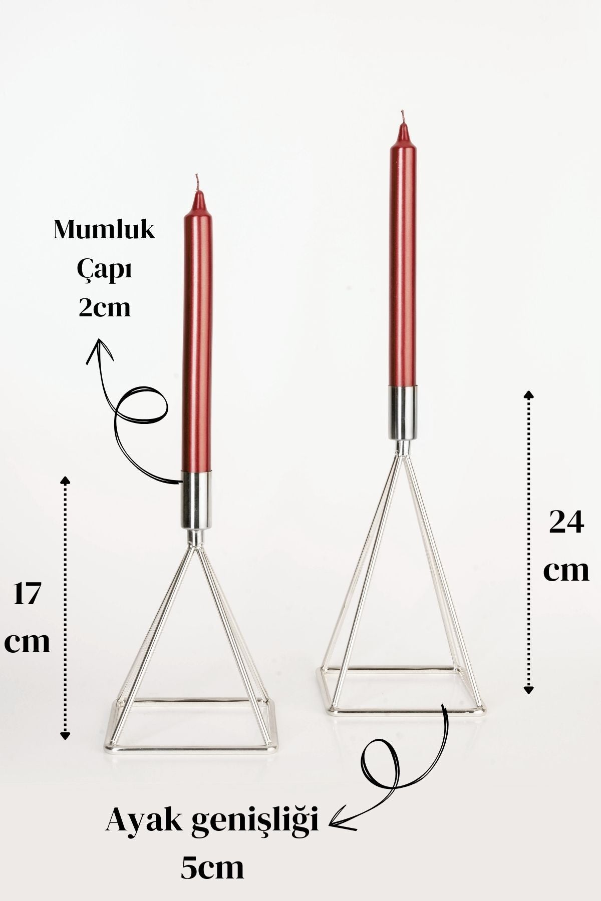 Mısır Model Metal 2 Li Şamdan Mumluk Dekoratif Paslanmaz Gümüş Kaplama