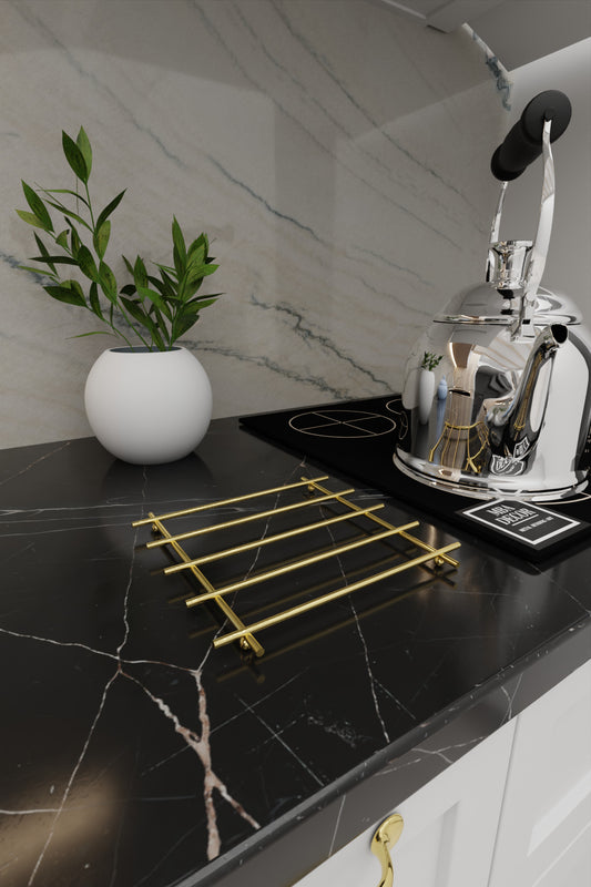 Ray Model Gold Küçük Boy Çaydanlık Nihalesi Tencere Altlığı Metal Nihale Sofra Mutfak Dekorasyonu