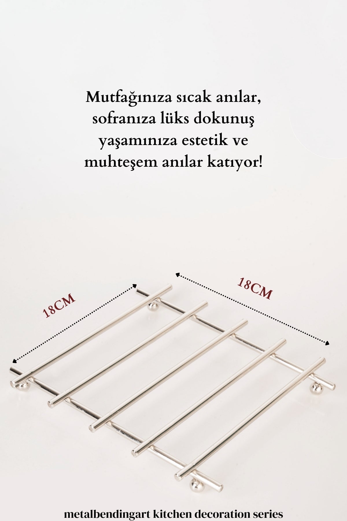 Ray Model Gümüş Küçük Boy Çaydanlık Nihalesi Tencere Altlığı Metal Nihale Sofra Mutfak Dekorasyonu