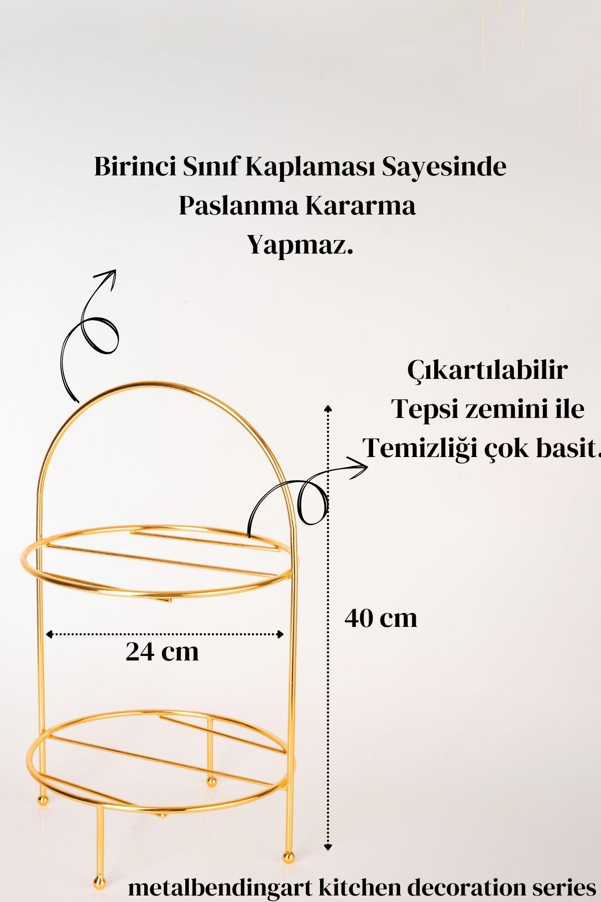 Kubbe Model Gold Banyo Kozmetik Takı Düzenleyici Çok Amaçlı Organizer 2 Katlı Servis Sunum Ikramlık