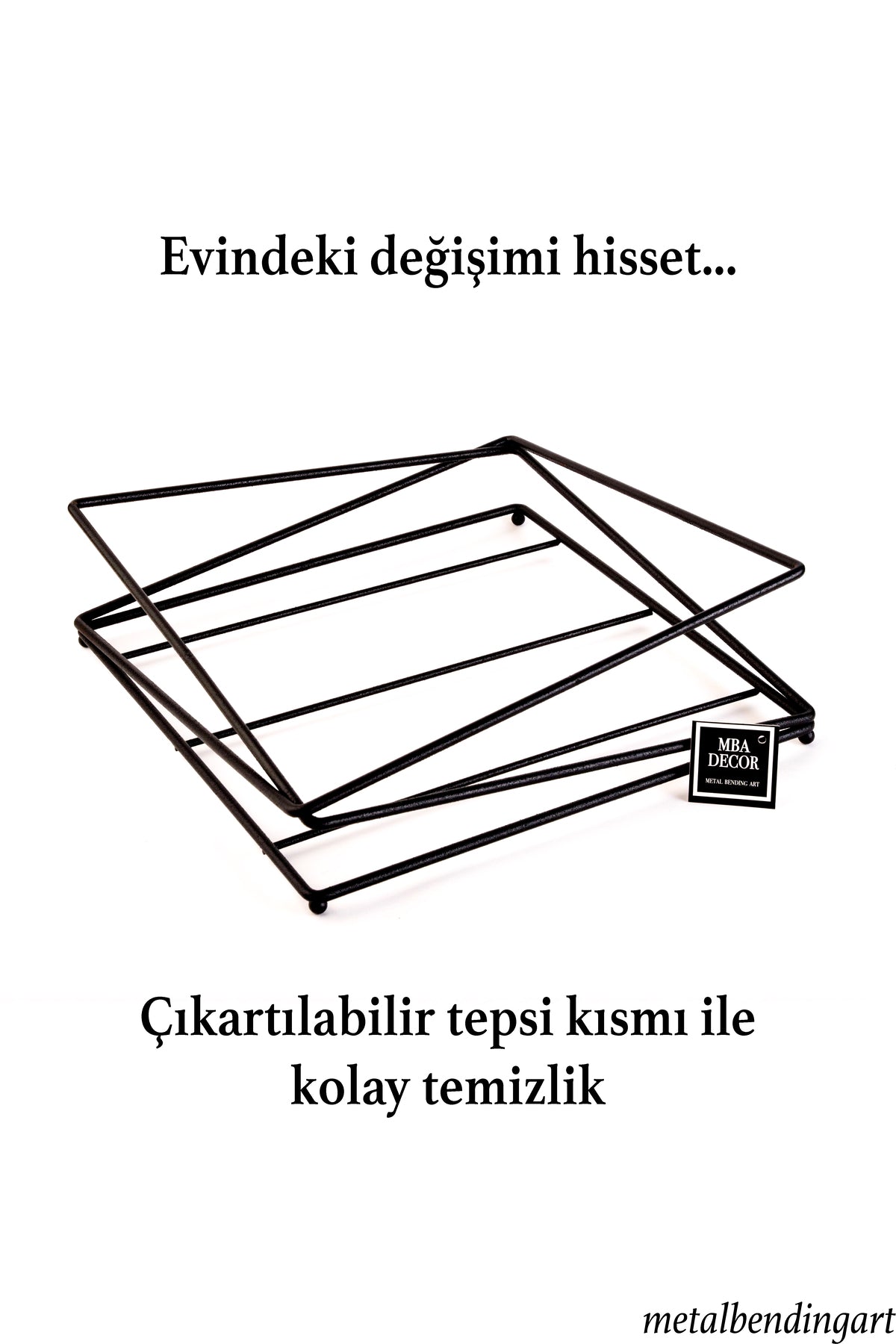30x30 Siyah Büyük Tepsi Organizer Sunumluk Çay Tepsisi Çok Amaçlı Banyo Düzenleyici Ev Mutfak Dekor