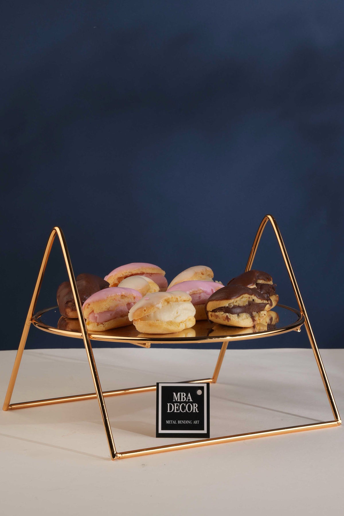 Gold Case Aynalı Kahve Yanı Sunumluk Hediyelik Dekorasyon Ikramlık Organizer Mdf Ahşap 26cm