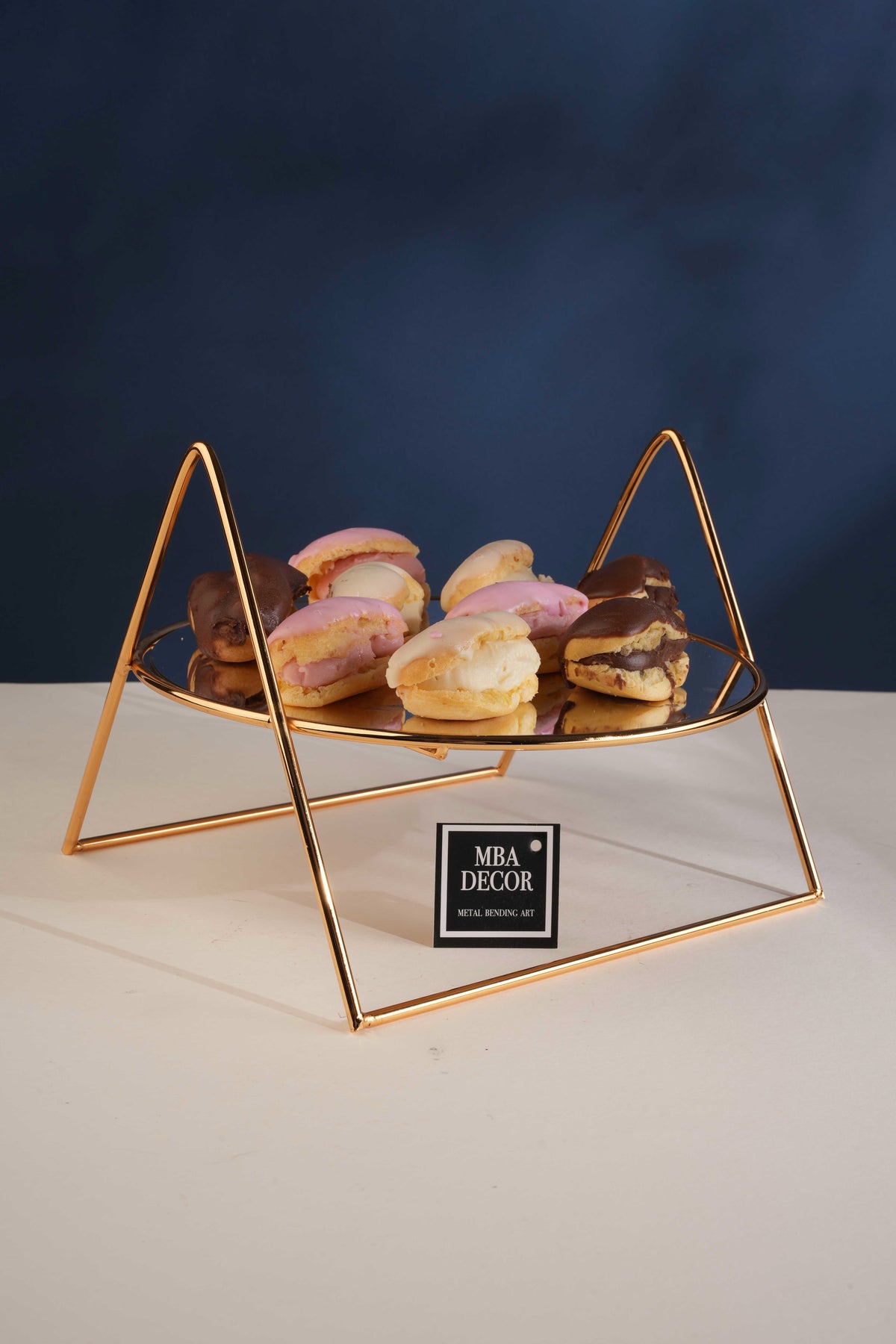Gold Case Aynalı Kahve Yanı Sunumluk Hediyelik Dekorasyon Ikramlık Organizer Mdf Ahşap 26cm