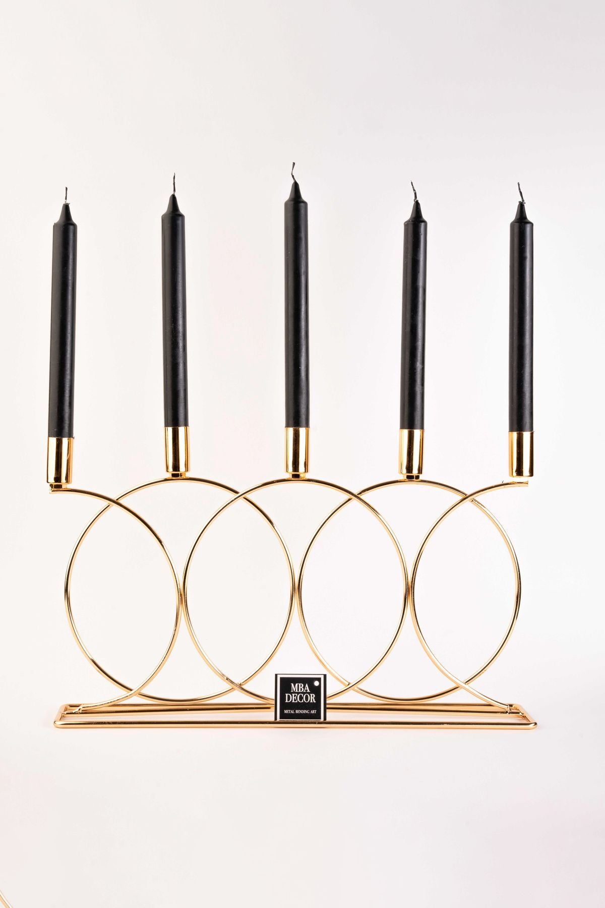 Metal Gold Double Geometri 45cm Masaüstü Şamdan Mumluk Dekoratif Mumluk Paslanmaz Ev Dekorasyon