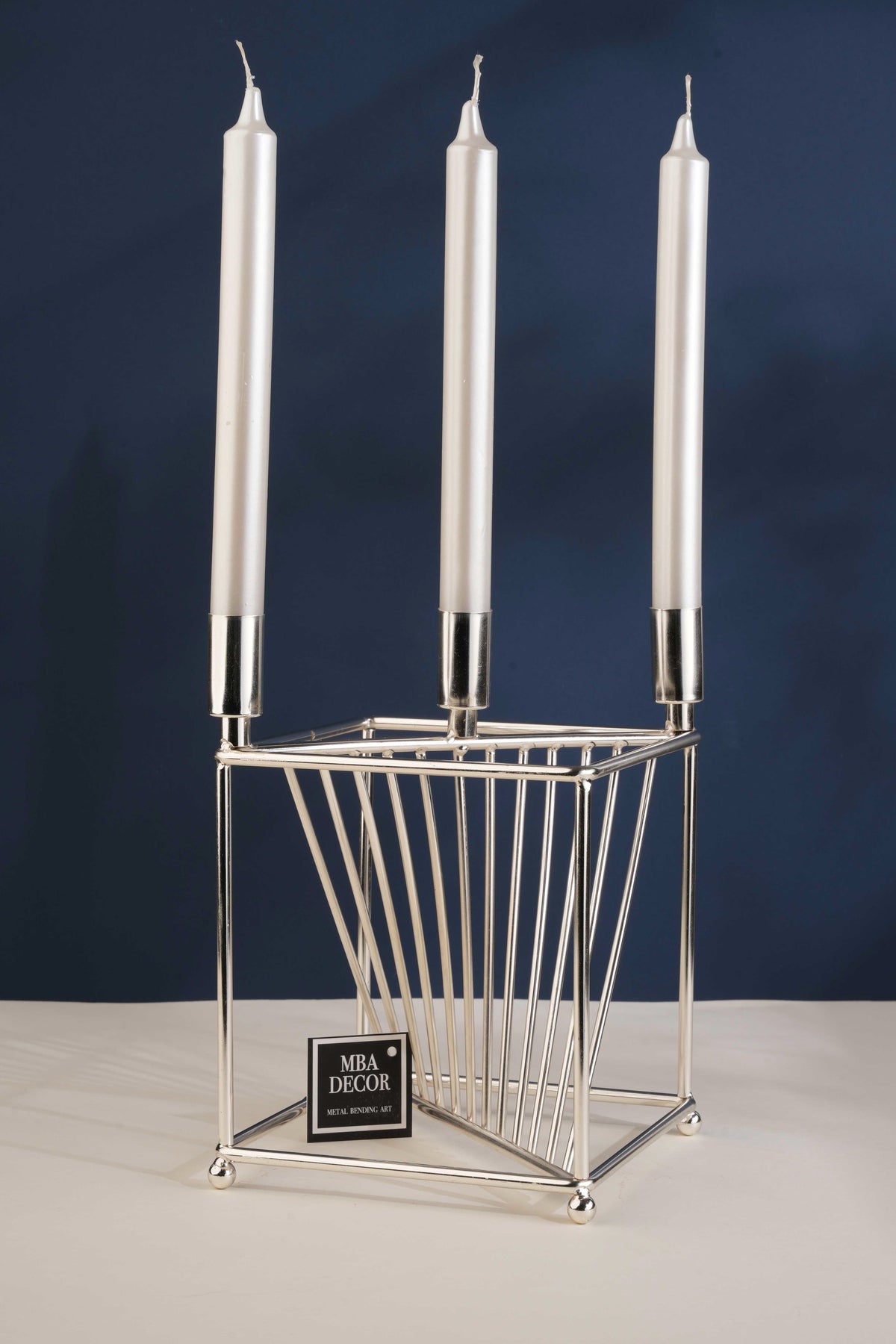 Florya Model Metal Gümüş 3 lü Şamdan Üçlü Mumluk Dekoratif Mumluk 20cm Paslanmaz Ev Dekorasyon