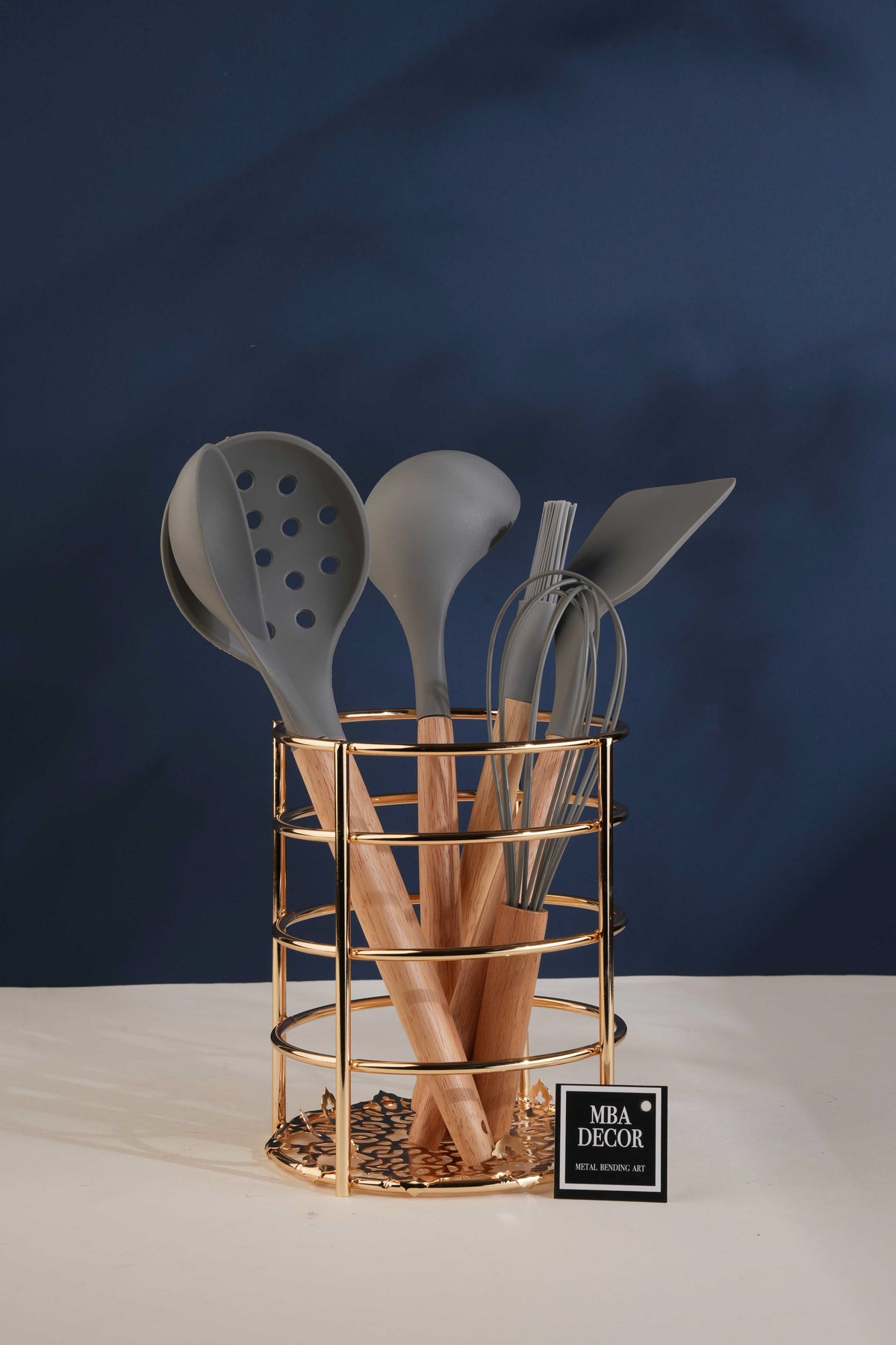 Gold Metal Kepçelik Kaşıklık Büyük Boy Organizer Düzenleyici Sofra Mutfak Dekorasyon 15x18cm