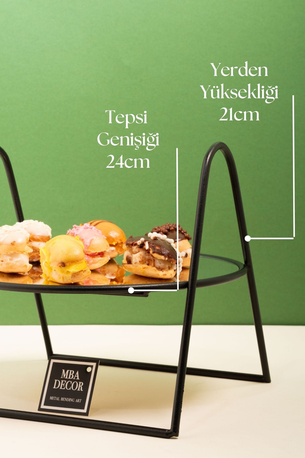 Siyah Case Aynalı Kahve Yanı Sunumluk Hediyelik Dekorasyon Ikramlık Organizer Mdf Ahşap 24cm