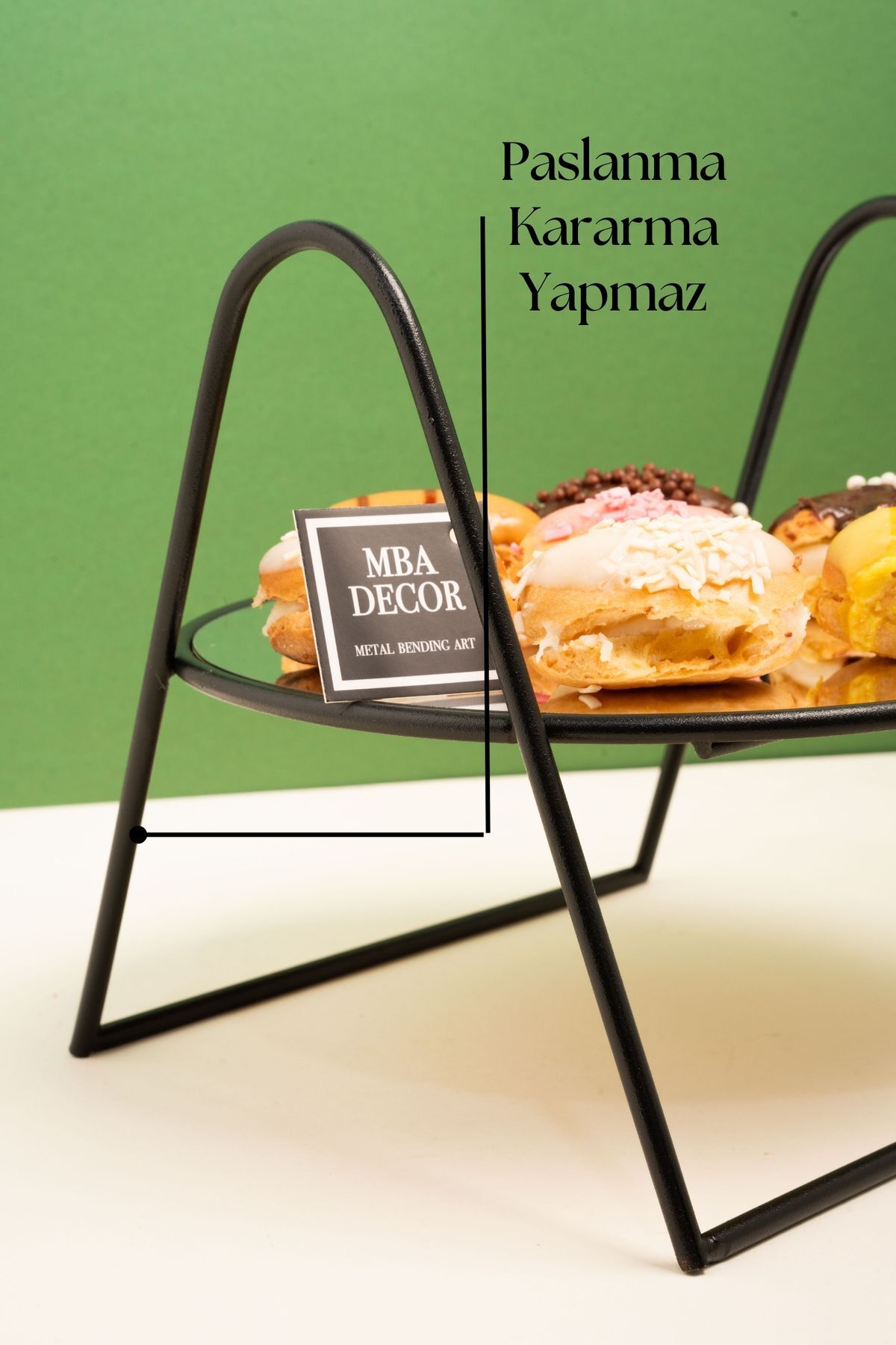 Siyah Case Aynalı Kahve Yanı Sunumluk Hediyelik Dekorasyon Ikramlık Organizer Mdf Ahşap 24cm