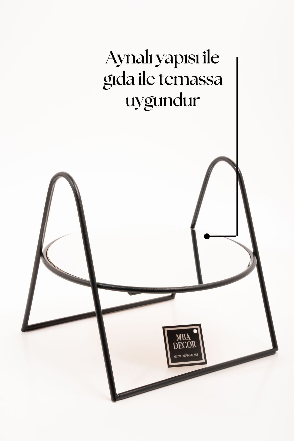 Siyah Case Aynalı Kahve Yanı Sunumluk Hediyelik Dekorasyon Ikramlık Organizer Mdf Ahşap 24cm