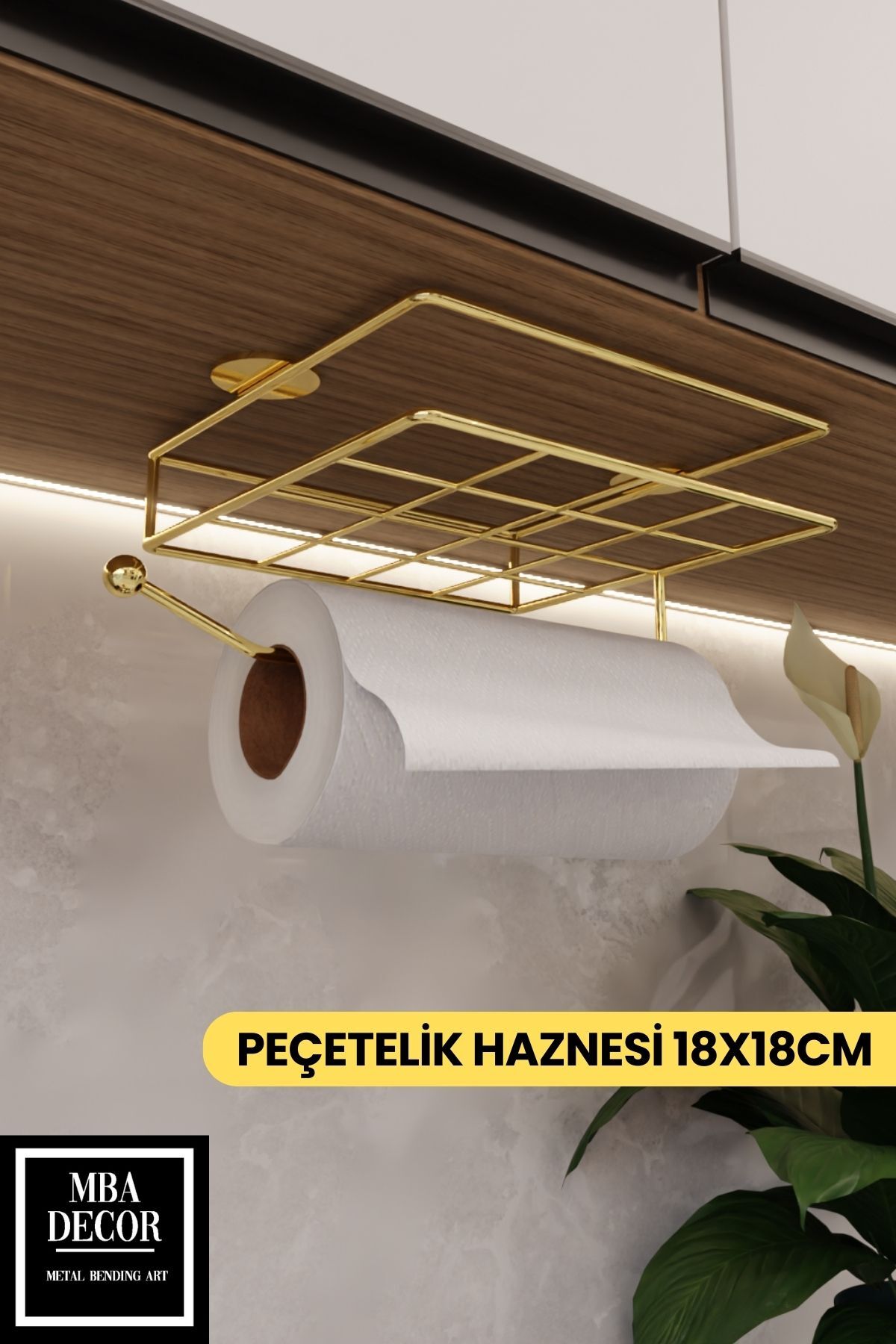 Gold Montajsız Kolay Kurulum Peçetelik & Kağıt Havluluk Ergonomik Tasarım - Modern Mutfak Sofra