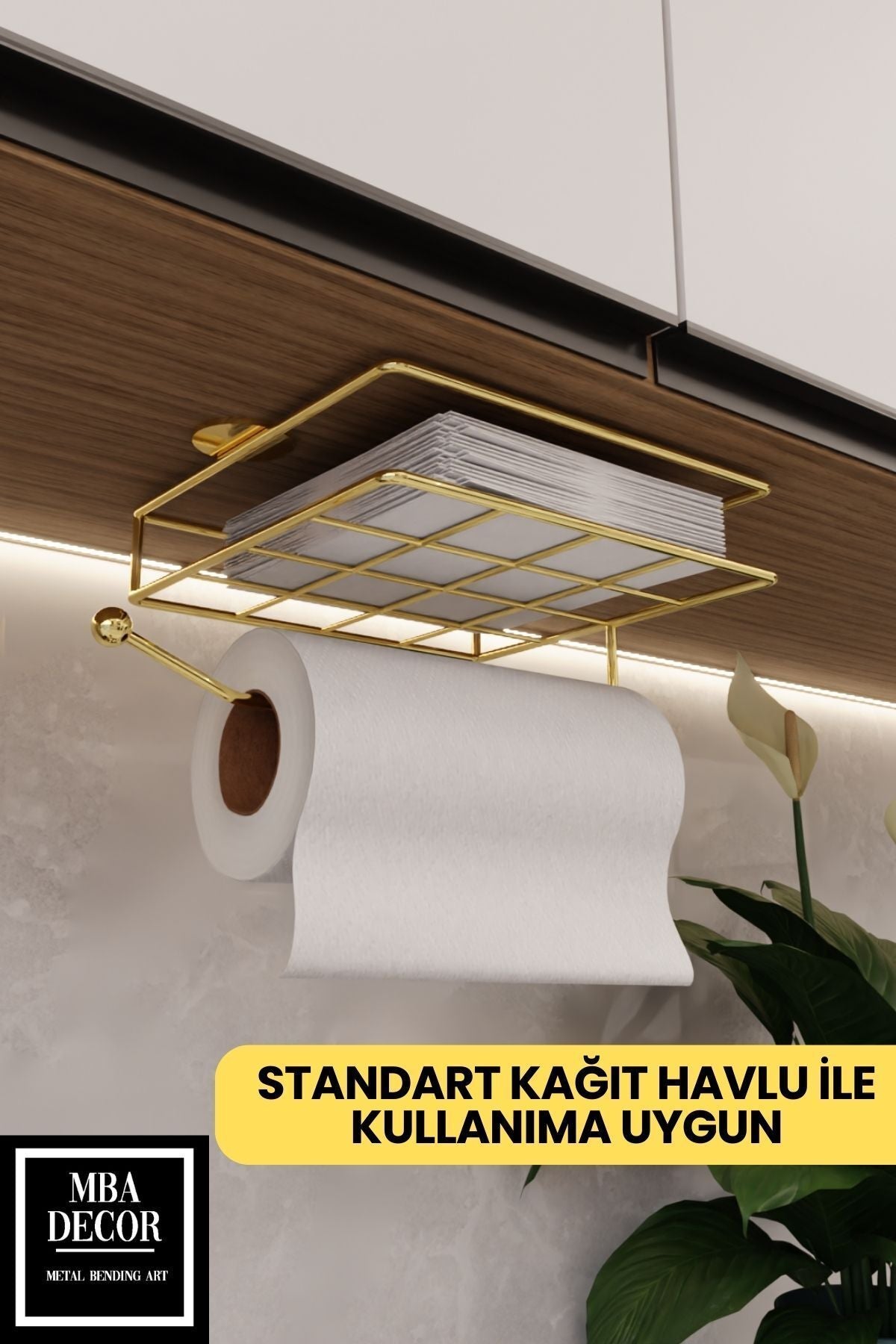 Gold Montajsız Kolay Kurulum Peçetelik & Kağıt Havluluk Ergonomik Tasarım - Modern Mutfak Sofra