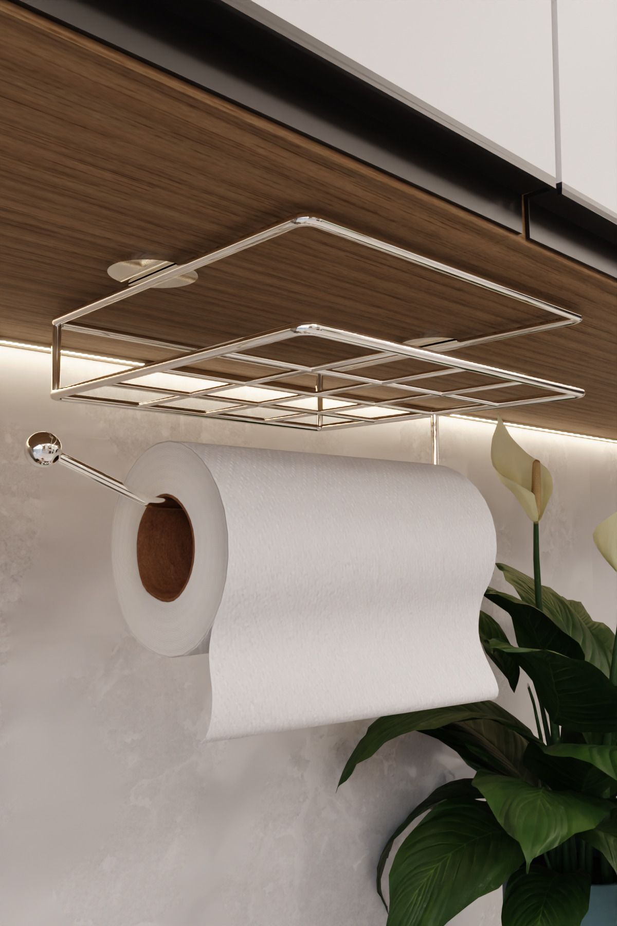 Gümüş Montajsız Kolay Kurulum Peçetelik & Kağıt Havluluk Ergonomik Tasarım - Modern Mutfak Sofra