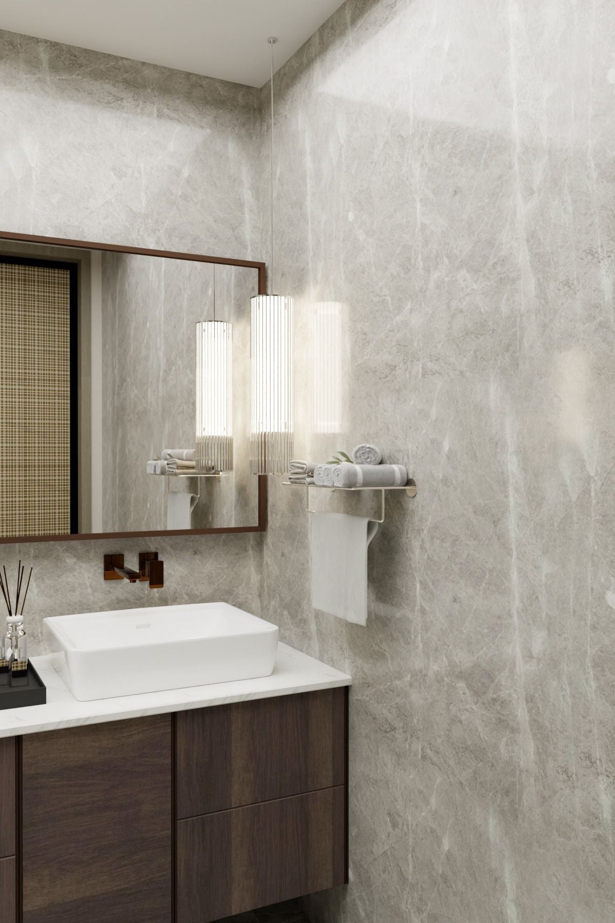 Yapışkanlı Raflı Havluluk - Paslanmaz Gümüş Uzun Havlu Tutacağı Banyo Aksesuarı