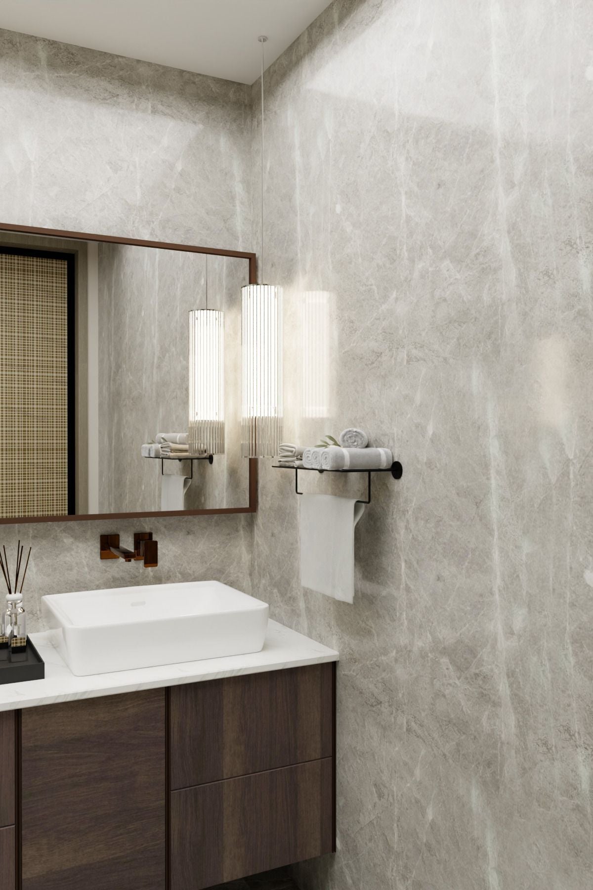 Yapışkanlı Raflı Havluluk - Paslanmaz Siyah Uzun Havlu Tutacağı Banyo Aksesuarı
