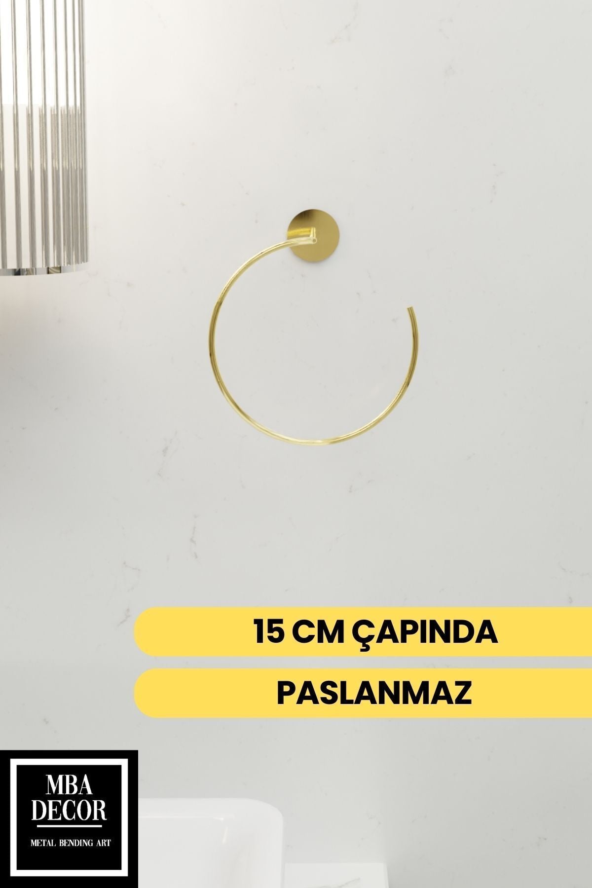 Yakamoz Yapışkanlı Gold Banyo Askısı Havluluk 15 cm Paslanmaz Metal Havlu Tutacağı, Şık Tasarım