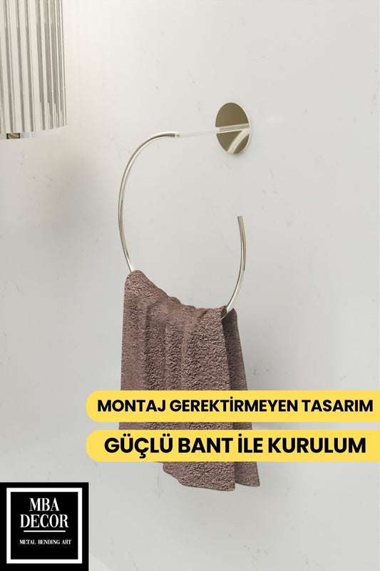 Yakamoz Yapışkanlı Gümüş Banyo Askısı Havluluk 15 cm Paslanmaz Metal Havlu Tutacağı, Şık Tasarım