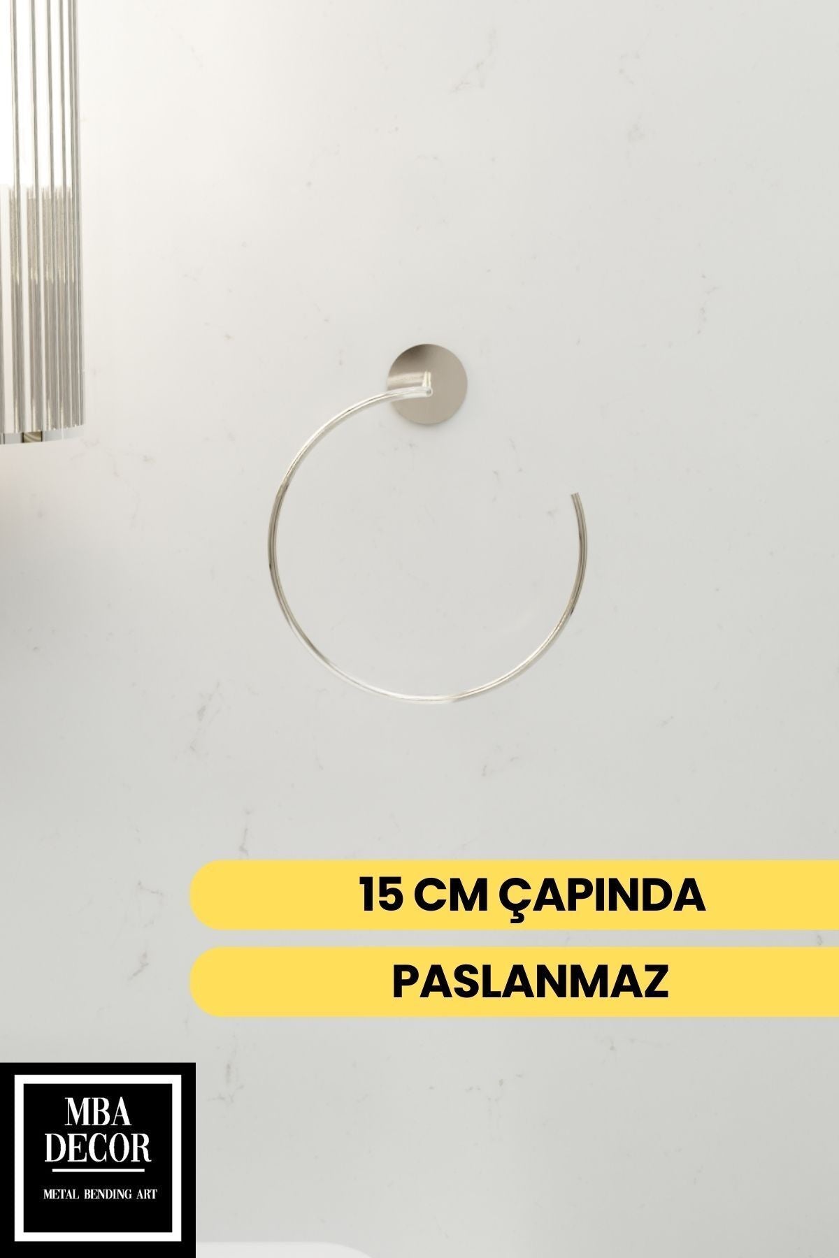 Yakamoz Yapışkanlı Gümüş Banyo Askısı Havluluk 15 cm Paslanmaz Metal Havlu Tutacağı, Şık Tasarım