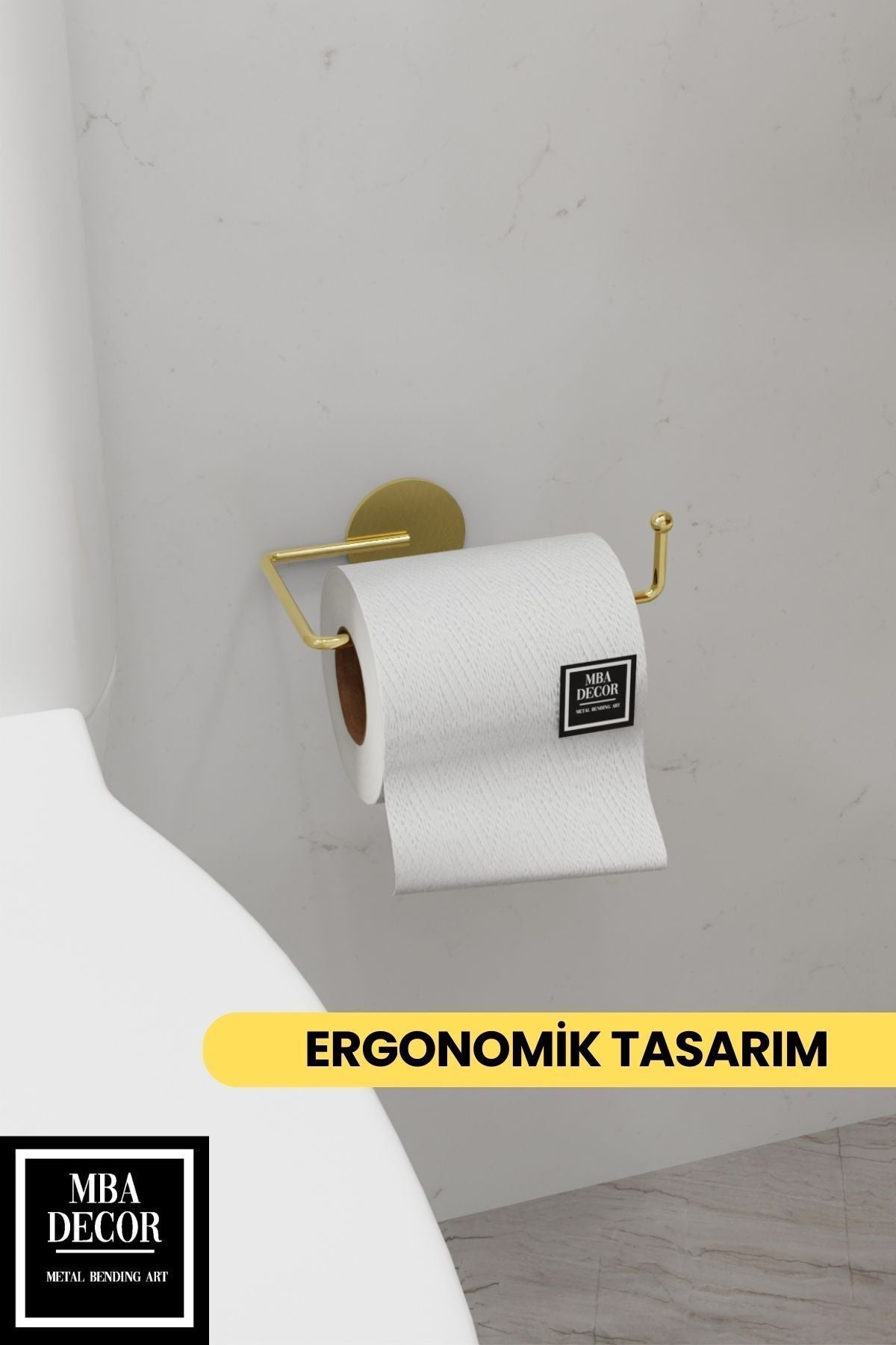 Gold Şıklığı ile Montaj Gerektirmeyen Tuvalet Kağıtlığı Ergonomik Tasarım Wc Kağıtlık Askısı