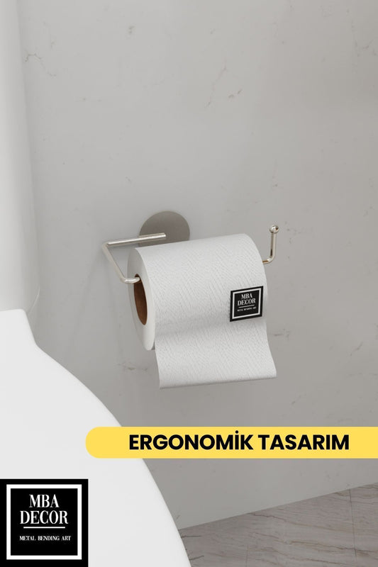 Gümüş Şıklığı ile Montaj Gerektirmeyen Tuvalet Kağıtlığı Ergonomik Tasarım Wc Kağıtlık Askısı