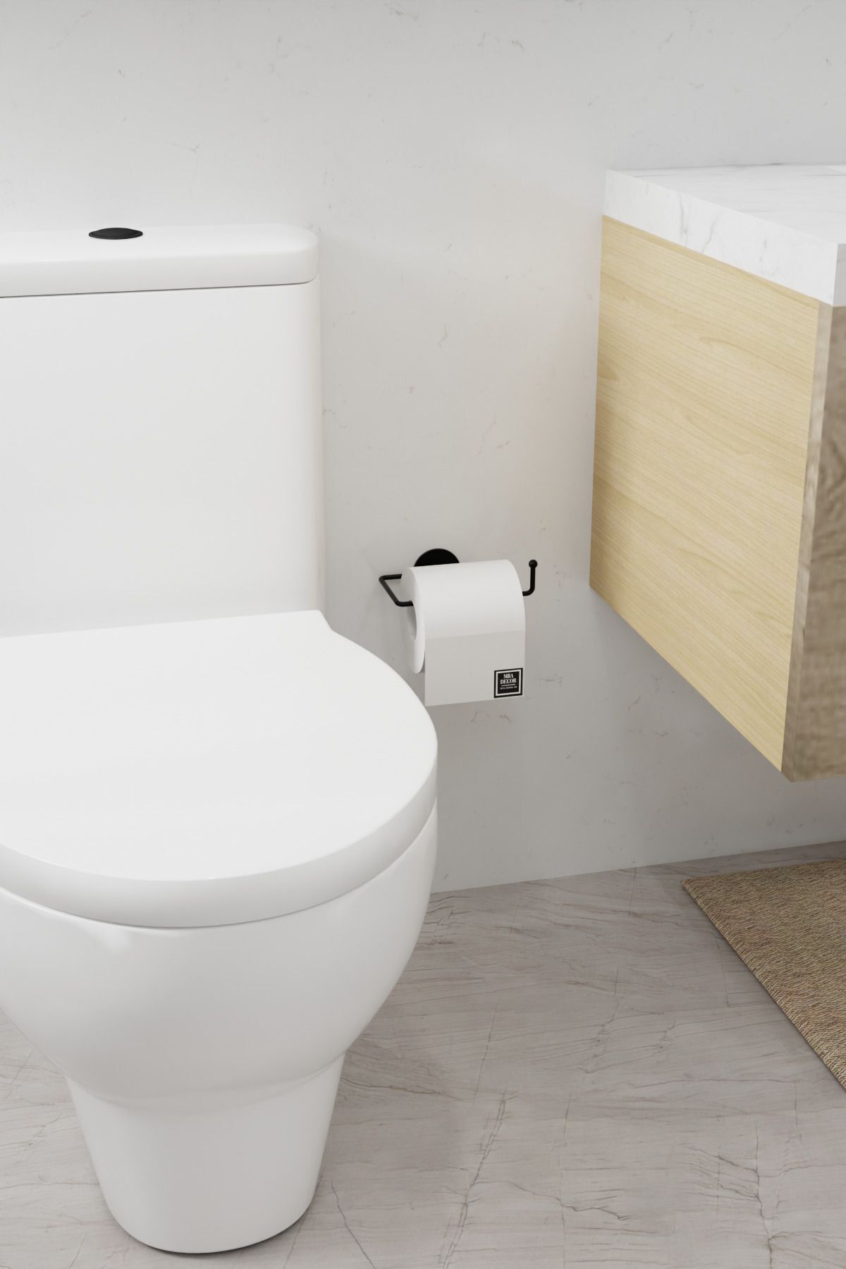 Siyah Şıklığı ile Montaj Gerektirmeyen Tuvalet Kağıtlığı Ergonomik Tasarım Wc Kağıtlık Askısı