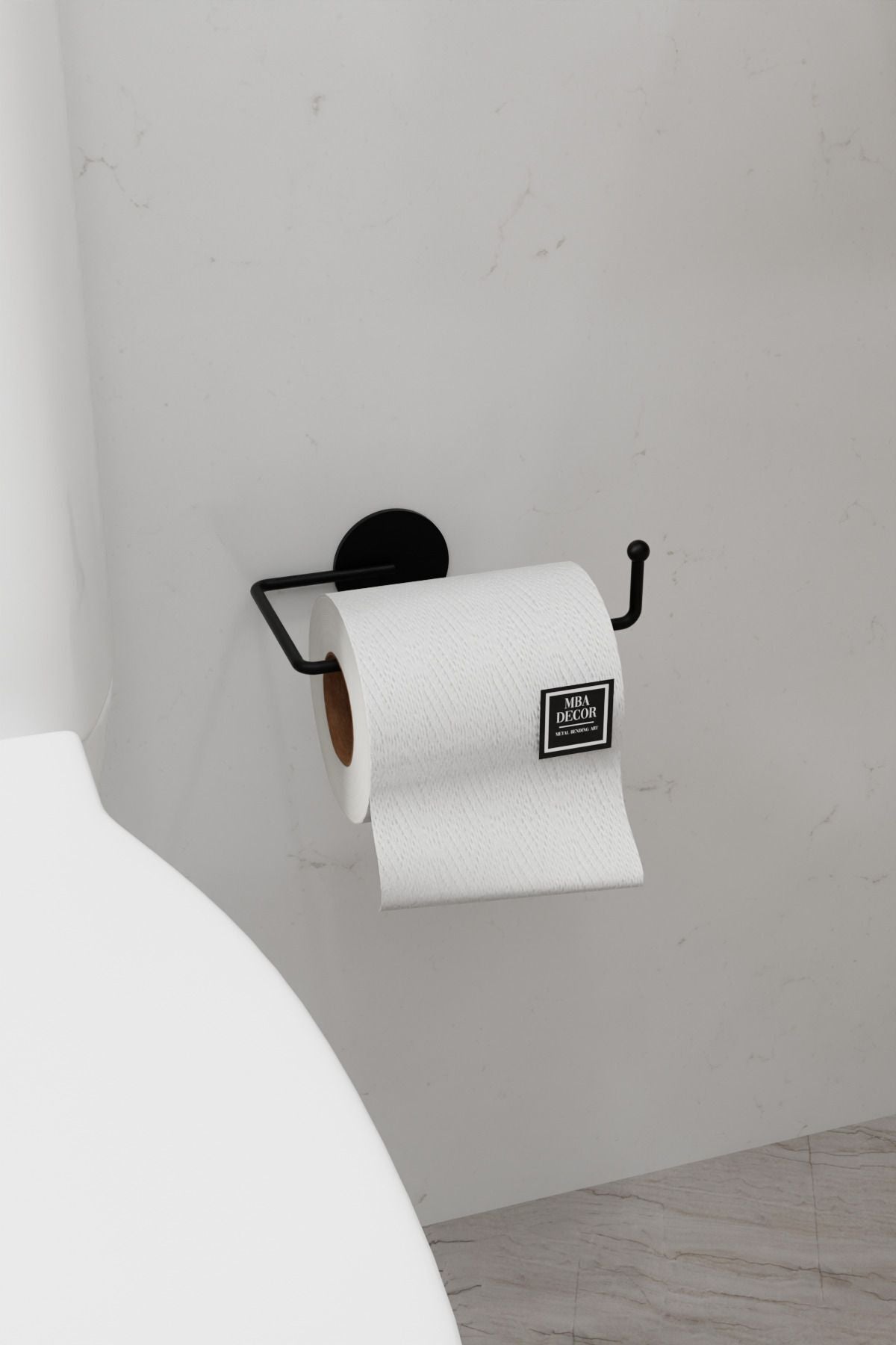 Siyah Şıklığı ile Montaj Gerektirmeyen Tuvalet Kağıtlığı Ergonomik Tasarım Wc Kağıtlık Askısı