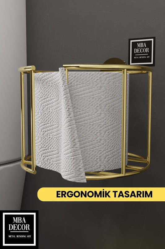 Lüksay Model Gold Montaj Gerektirmeyen Tuvalet Kağıtlığı Ergonomik Tasarım Wc Kağıtlık Askısı