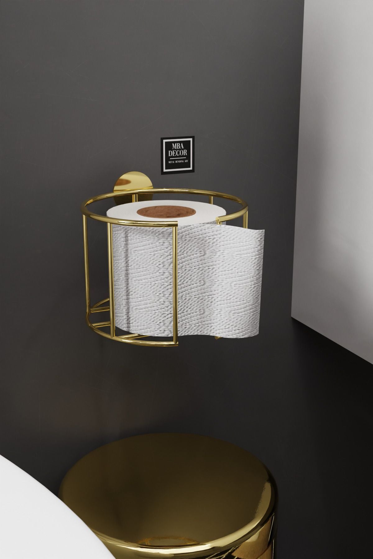 Lüksay Model Gold Montaj Gerektirmeyen Tuvalet Kağıtlığı Ergonomik Tasarım Wc Kağıtlık Askısı