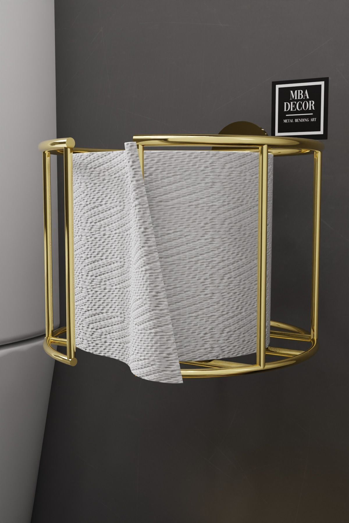 Lüksay Model Gold Montaj Gerektirmeyen Tuvalet Kağıtlığı Ergonomik Tasarım Wc Kağıtlık Askısı