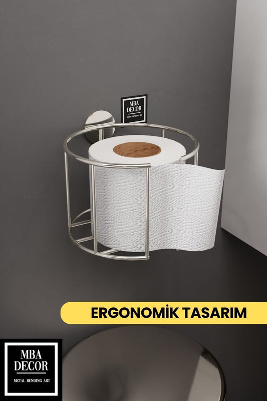 Lüksay Model Gümüş Montaj Gerektirmeyen Tuvalet Kağıtlığı Ergonomik Tasarım Wc Kağıtlık Askısı