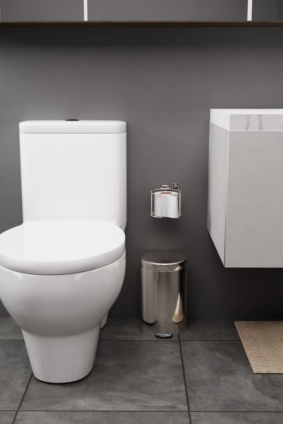 Lüksay Model Gümüş Montaj Gerektirmeyen Tuvalet Kağıtlığı Ergonomik Tasarım Wc Kağıtlık Askısı