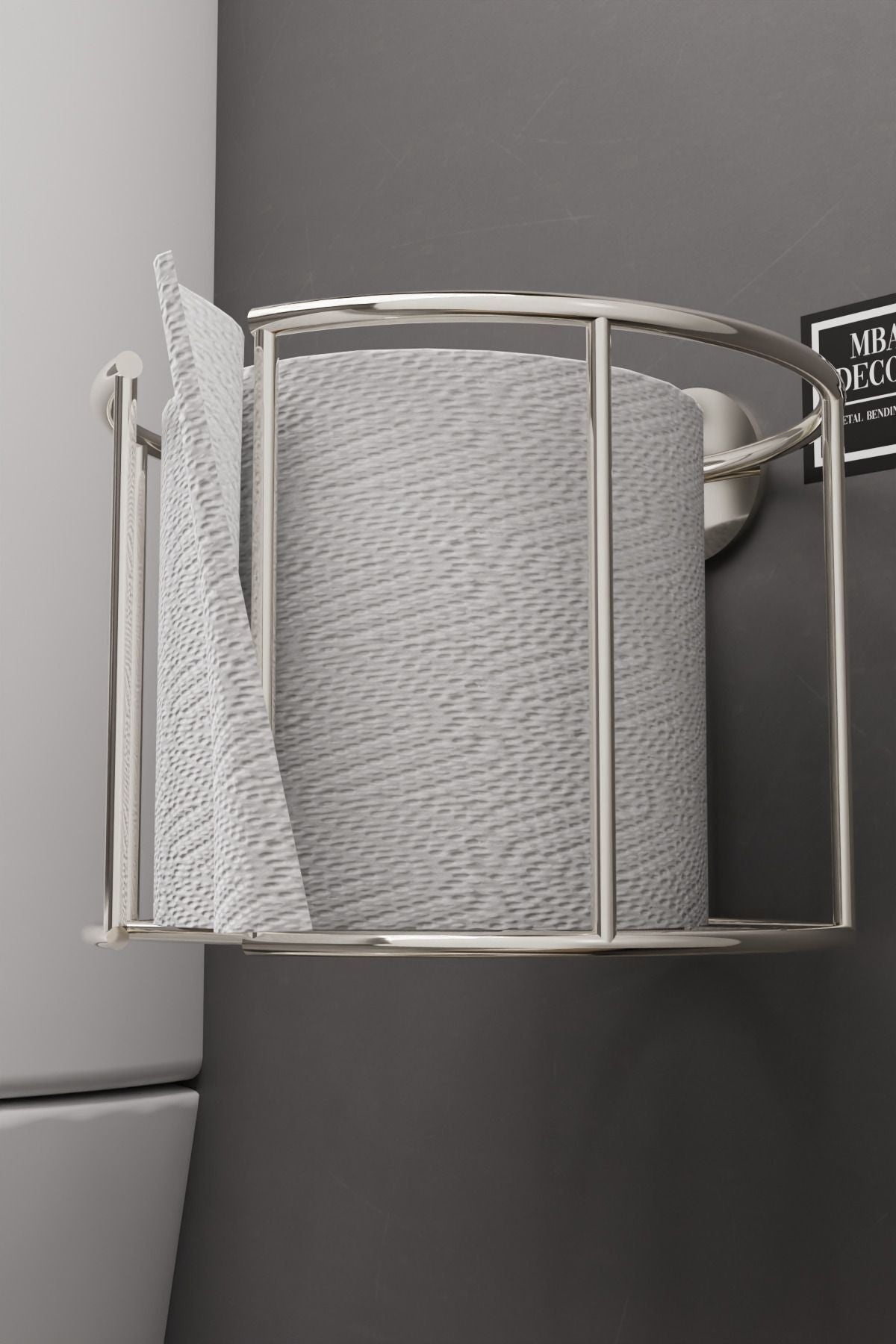 Lüksay Model Gümüş Montaj Gerektirmeyen Tuvalet Kağıtlığı Ergonomik Tasarım Wc Kağıtlık Askısı
