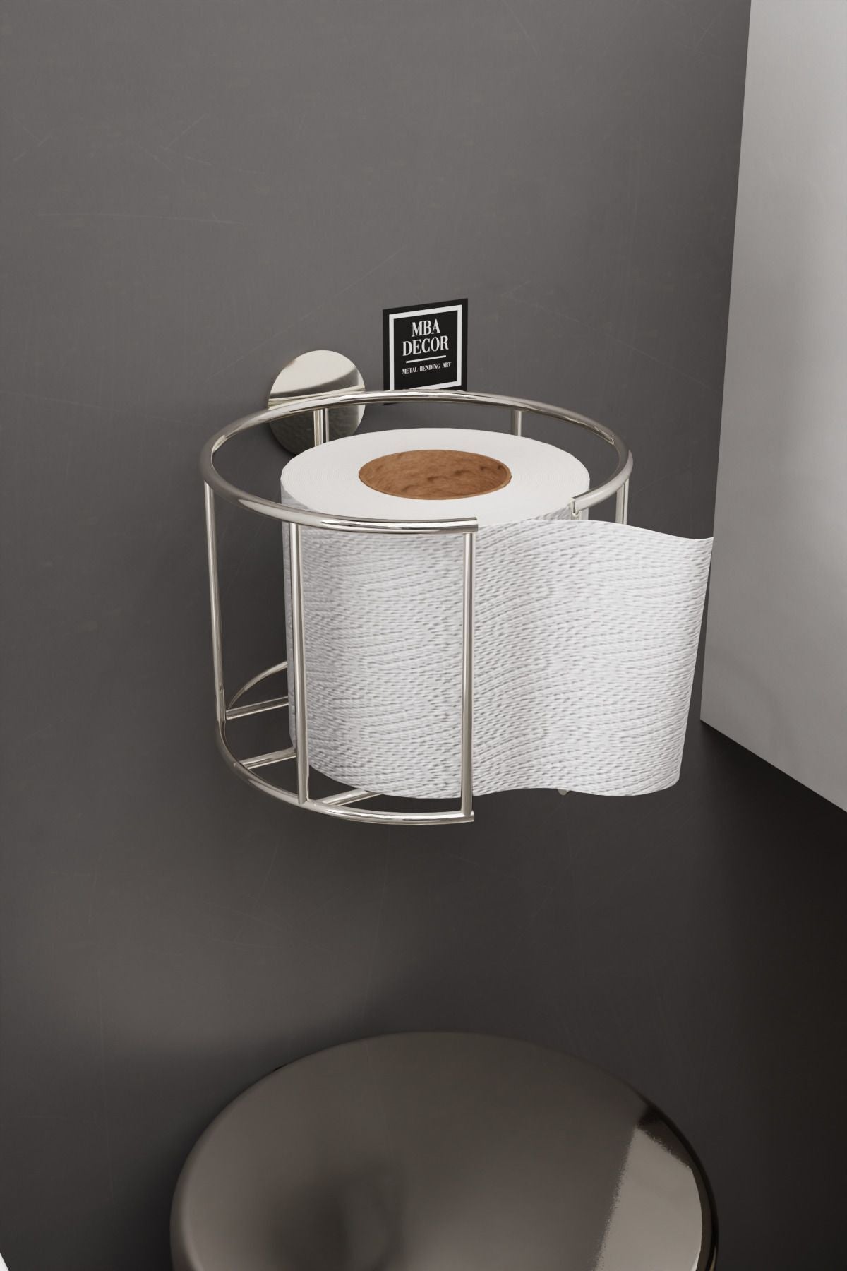 Lüksay Model Gümüş Montaj Gerektirmeyen Tuvalet Kağıtlığı Ergonomik Tasarım Wc Kağıtlık Askısı