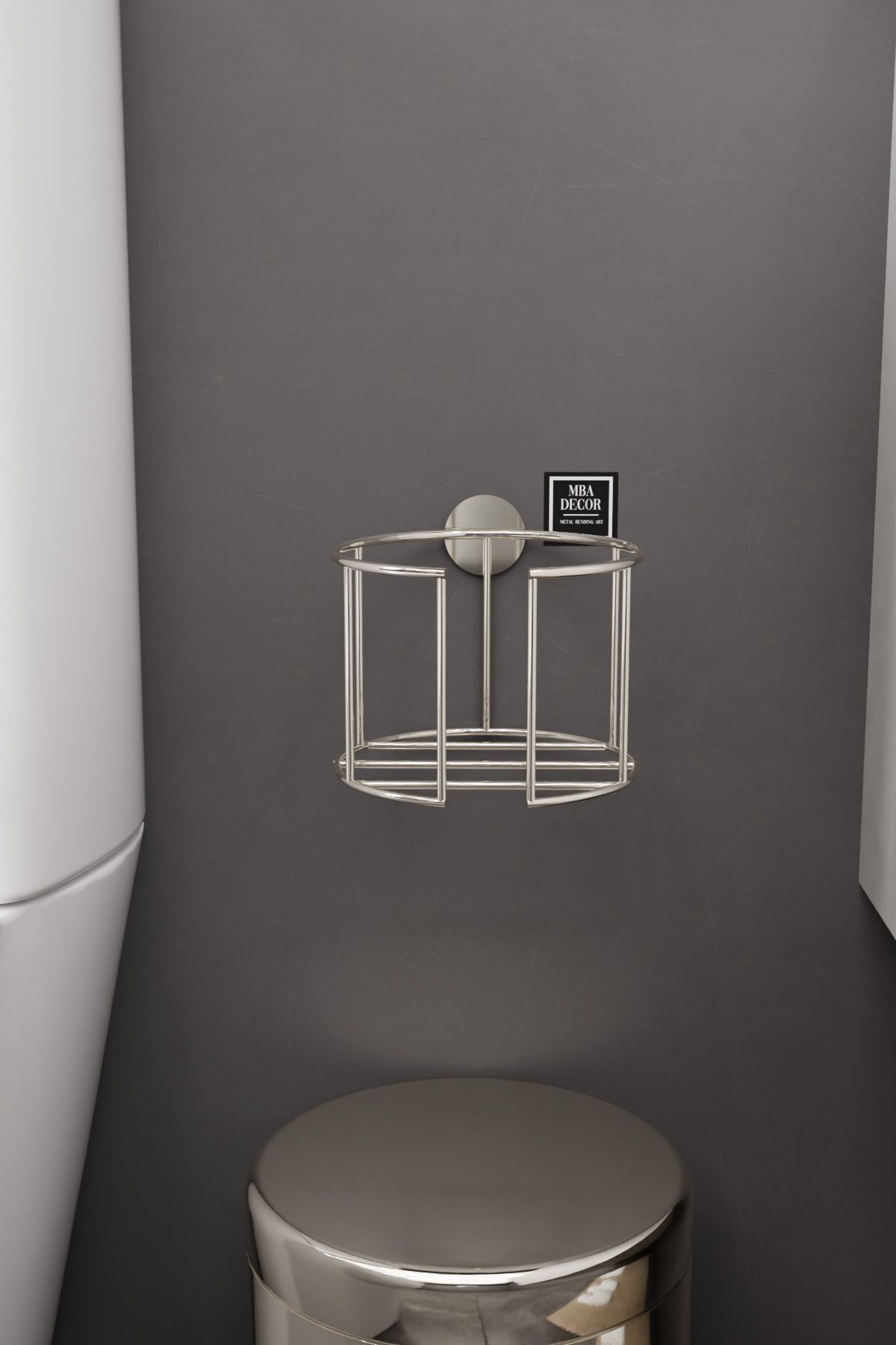 Lüksay Model Gümüş Montaj Gerektirmeyen Tuvalet Kağıtlığı Ergonomik Tasarım Wc Kağıtlık Askısı