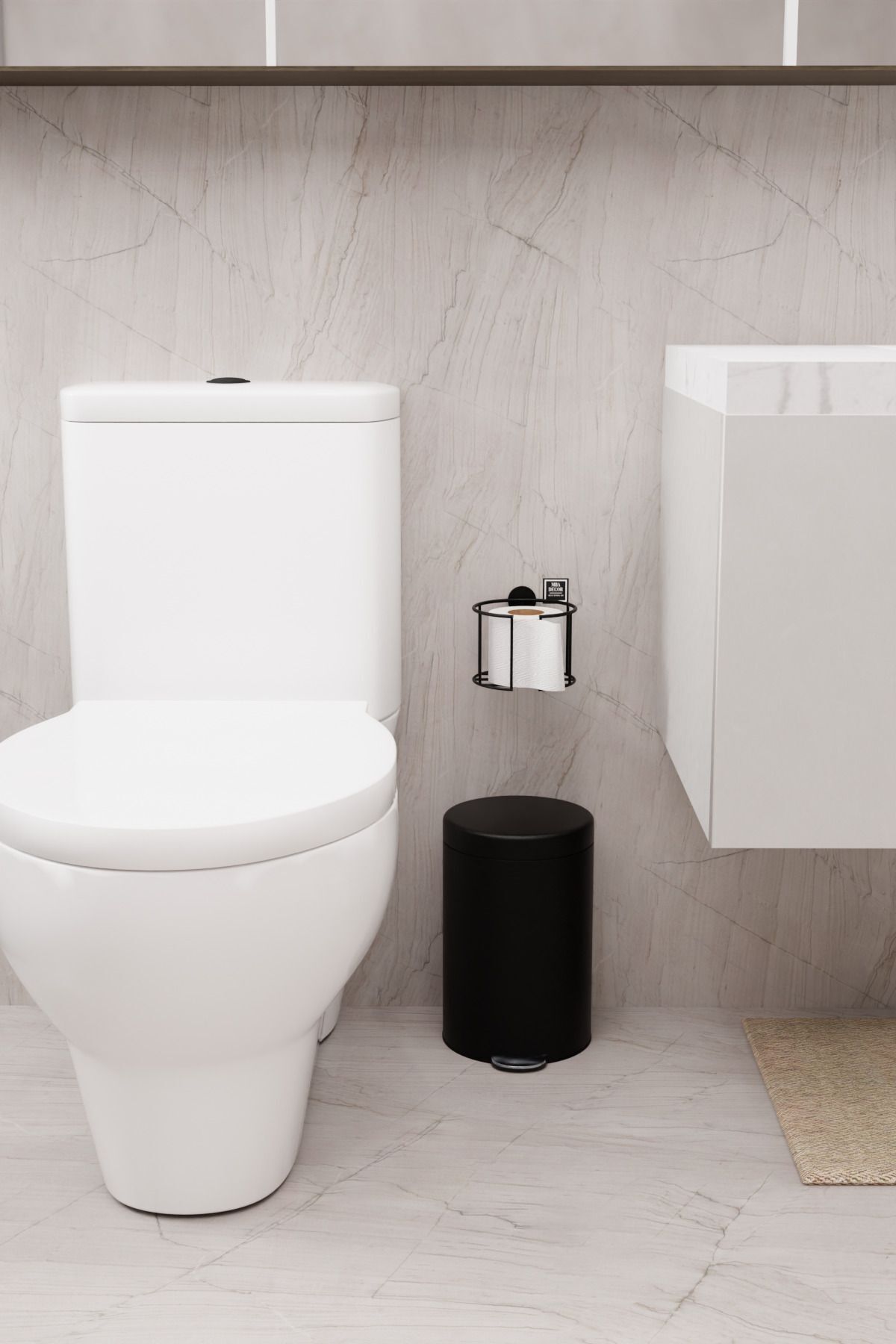 Lüksay Model Siyah Montaj Gerektirmeyen Tuvalet Kağıtlığı Ergonomik Tasarım Wc Kağıtlık Askısı