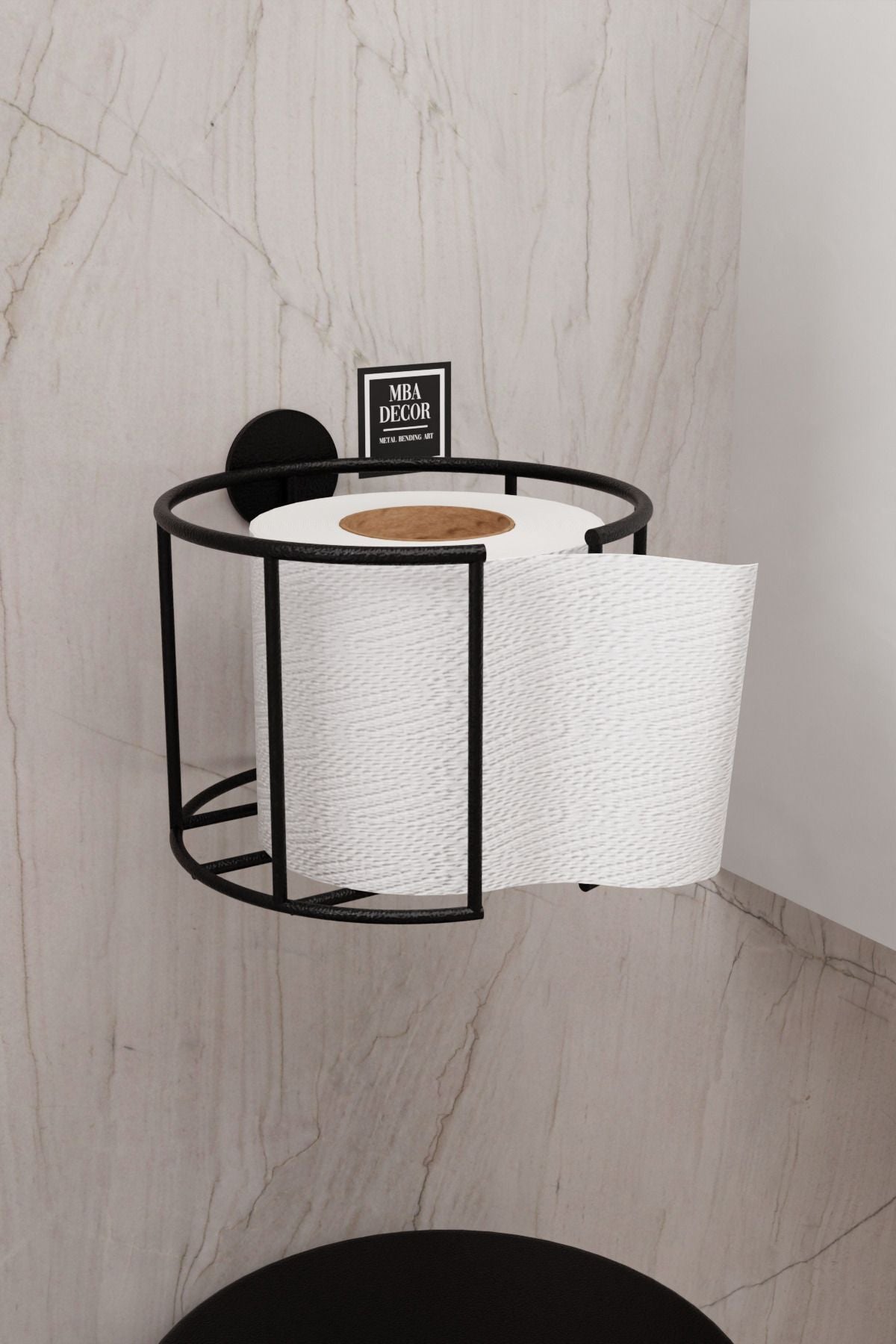 Lüksay Model Siyah Montaj Gerektirmeyen Tuvalet Kağıtlığı Ergonomik Tasarım Wc Kağıtlık Askısı