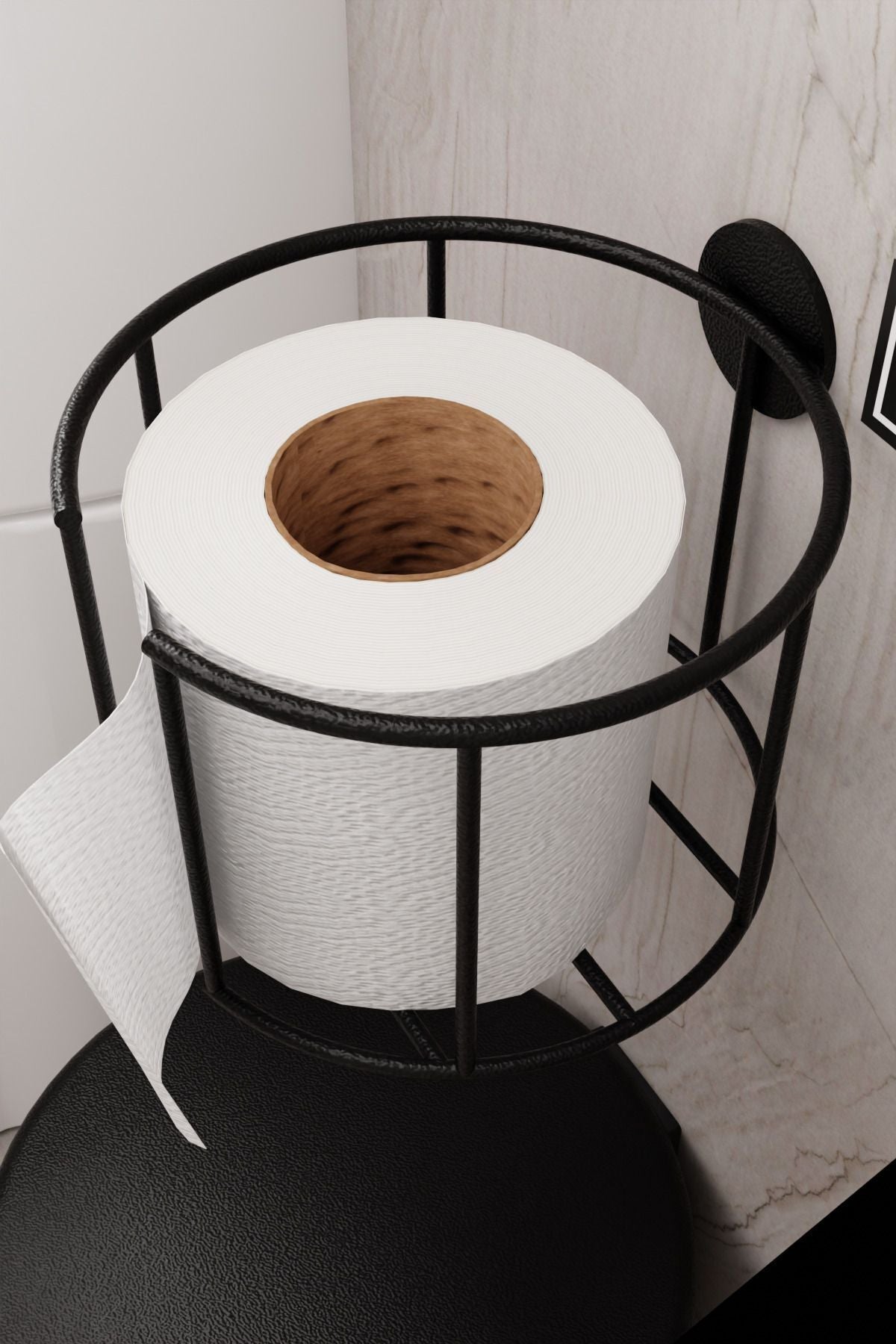 Lüksay Model Siyah Montaj Gerektirmeyen Tuvalet Kağıtlığı Ergonomik Tasarım Wc Kağıtlık Askısı