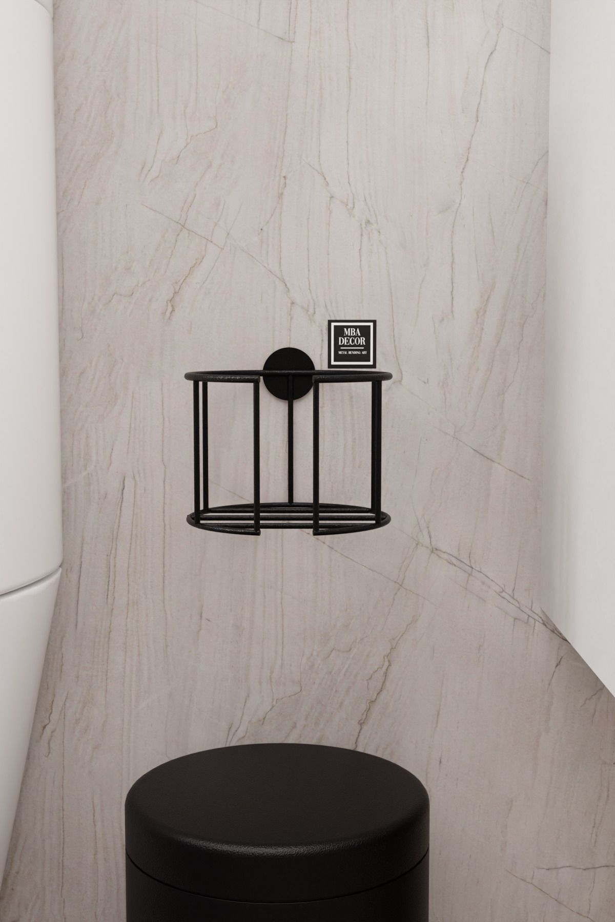Lüksay Model Siyah Montaj Gerektirmeyen Tuvalet Kağıtlığı Ergonomik Tasarım Wc Kağıtlık Askısı