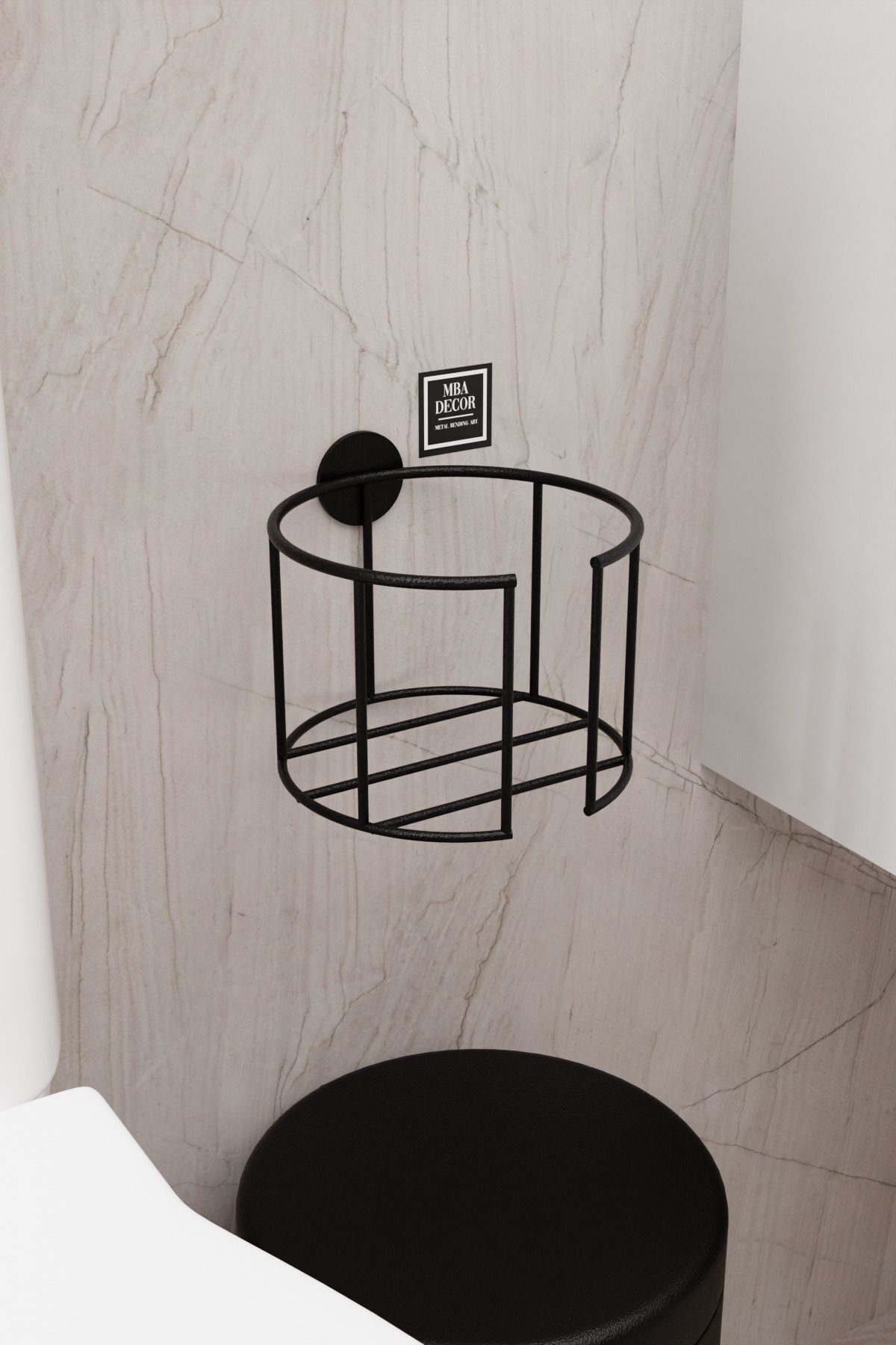 Lüksay Model Siyah Montaj Gerektirmeyen Tuvalet Kağıtlığı Ergonomik Tasarım Wc Kağıtlık Askısı