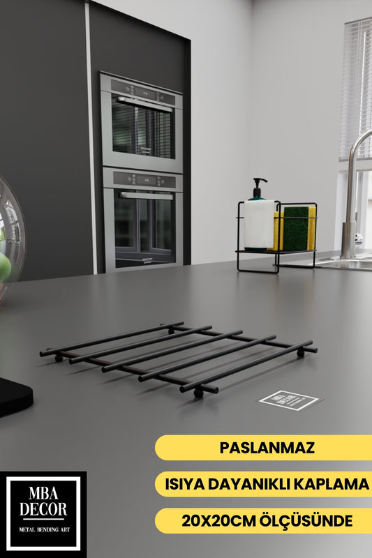 Ray Model Siyah Küçük Boy Çaydanlık Nihalesi Tencere Altlığı Metal Nihale Sofra Mutfak Dekorasyonu