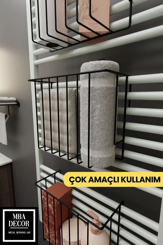 Siyah Havlupan Düzenleyici Asılabilir Organizer Banyo Havluluk Tuvalet Kağıdı 30x28x10cm
