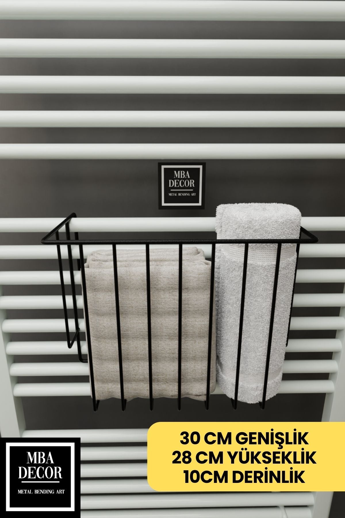 Siyah Havlupan Düzenleyici Asılabilir Organizer Banyo Havluluk Tuvalet Kağıdı 30x28x10cm